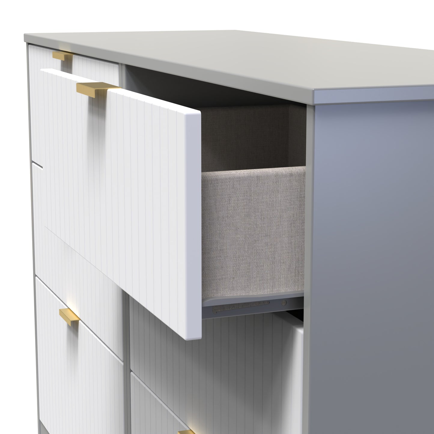 Nashville F Large Chest of Drawers White & Grey 6 Drawers 115cm