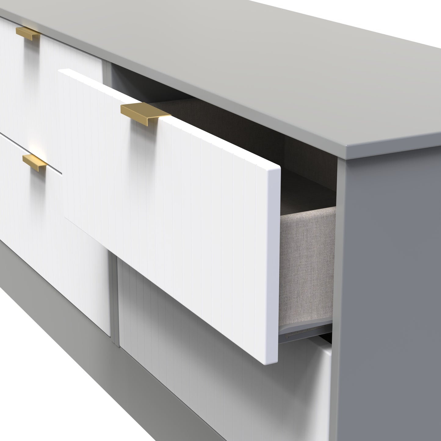 Nashville F Large Chest of Drawers White & Grey 4 Drawers 115cm