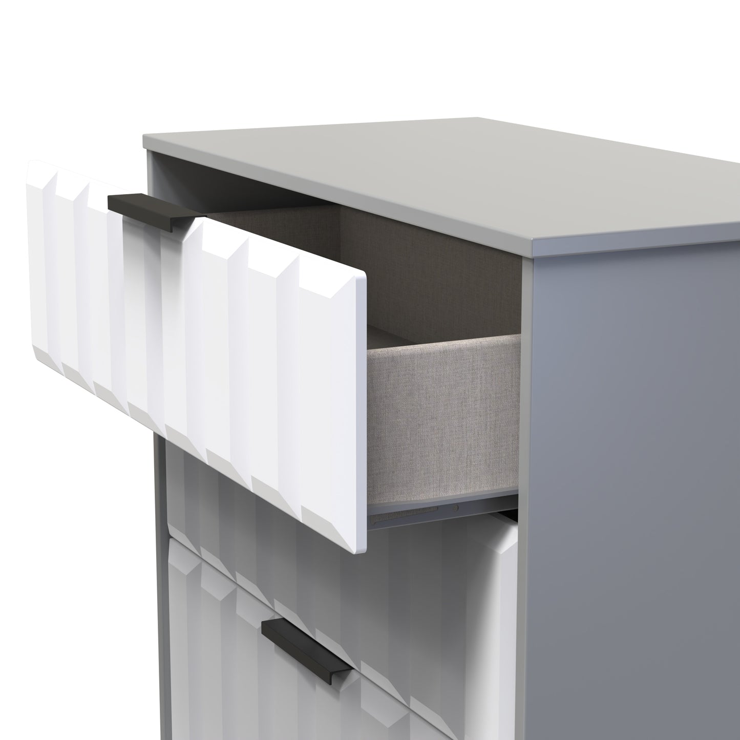 New York C Chest of Drawers White & Grey 3 Drawers 77cm