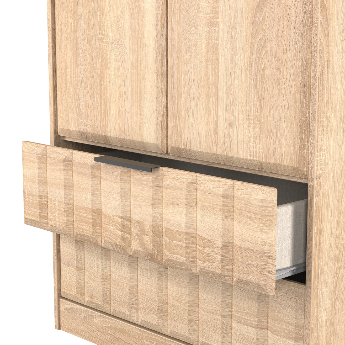 New York C Tall Wardrobe Light Oak 2 Doors 2 Drawers 77cm