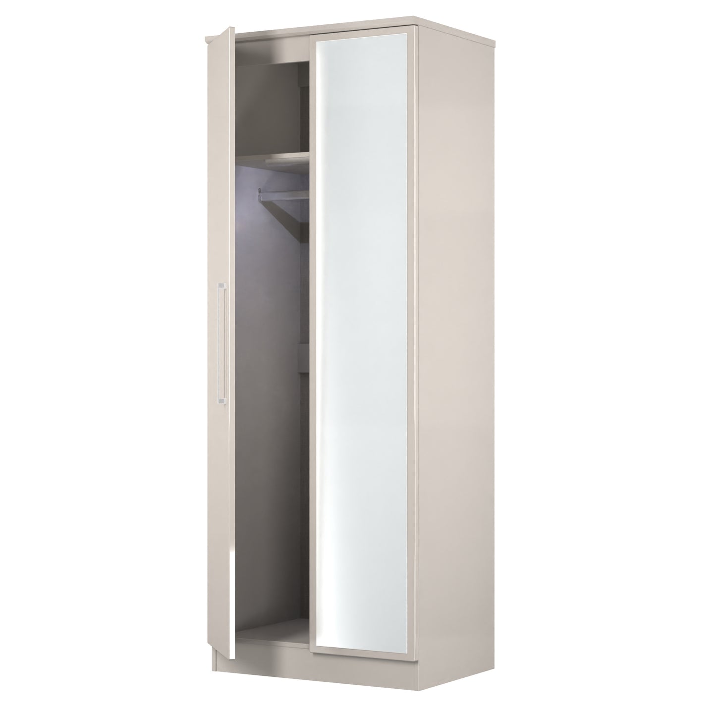 Paris Tall Mirror Wardrobe Off-white 1 Shelf 74cm