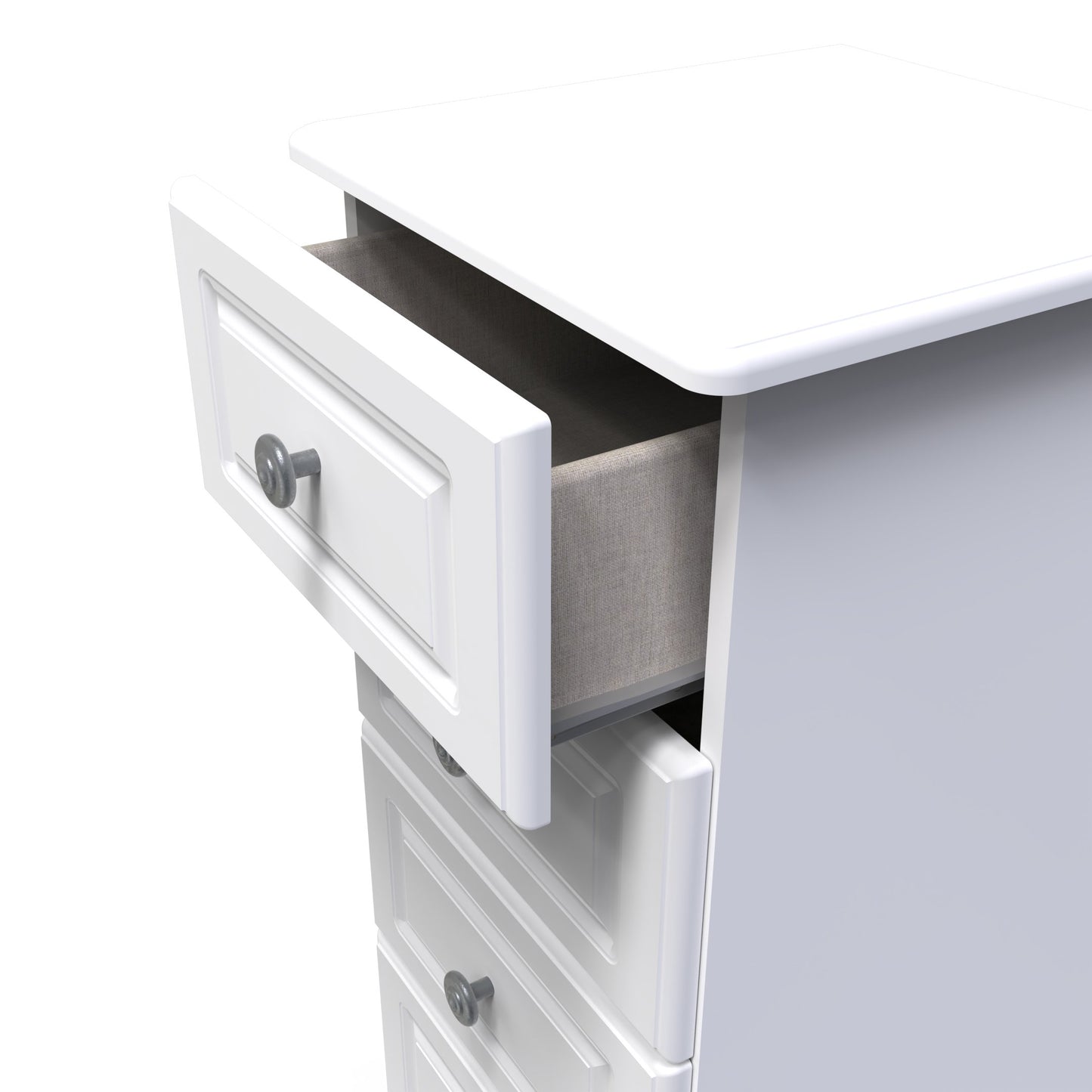 Pembroke Tall Tallboy White 5 Drawers 40cm