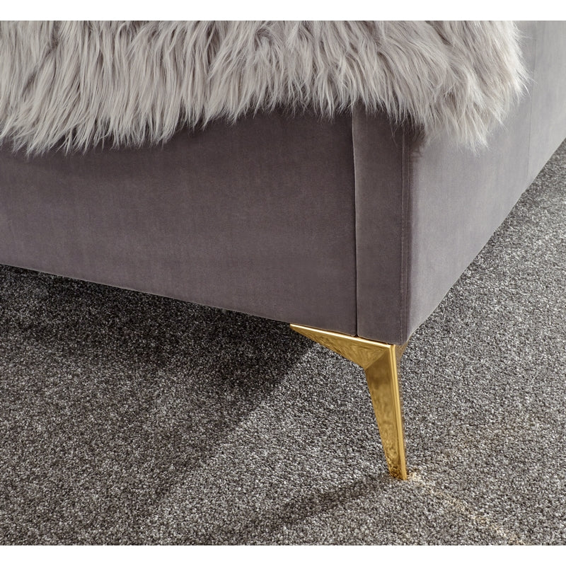 Pettine Double Ottoman Bed Wood & Fabric Grey 5 x 7ft