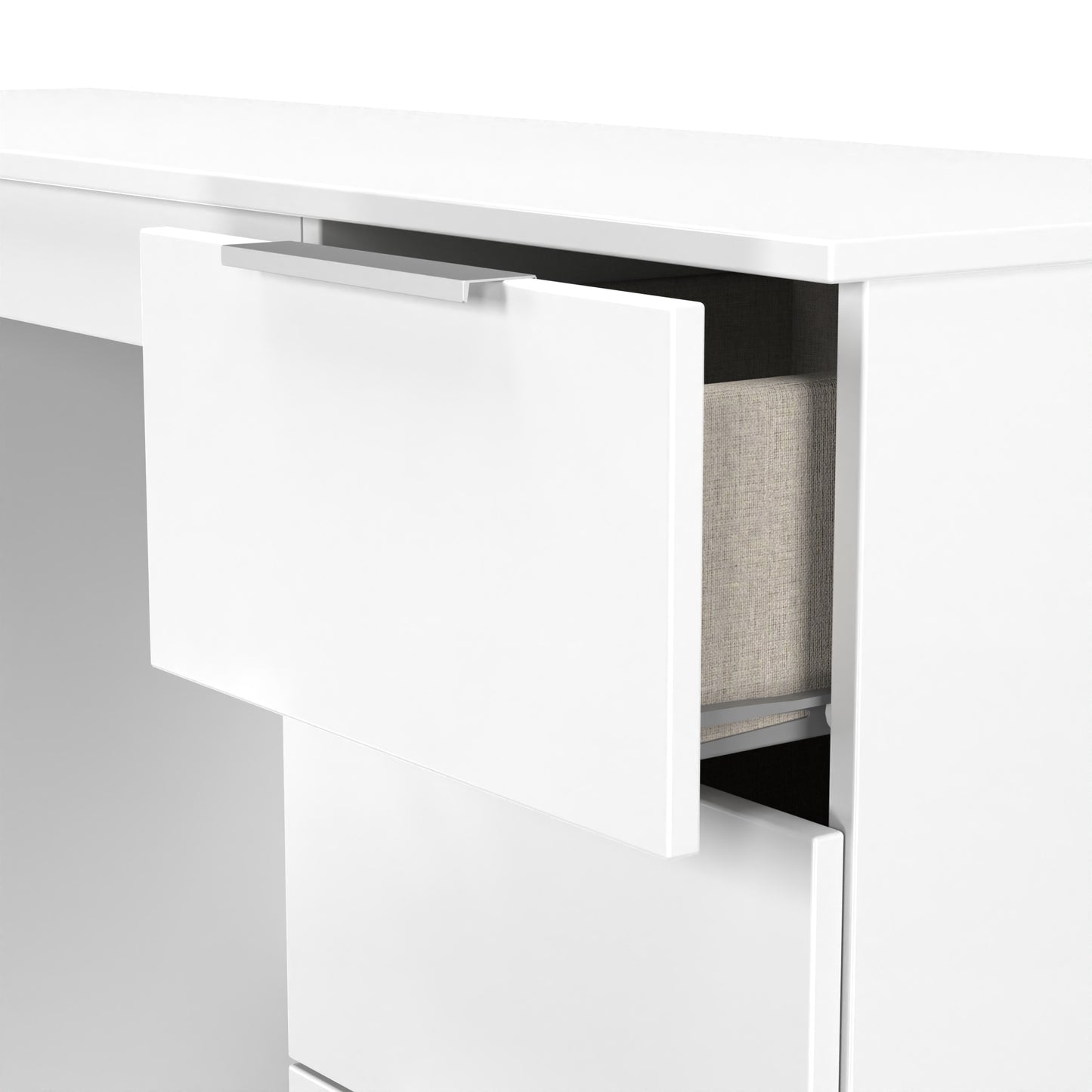 Plymouth Desk White 6 Drawers 125cm