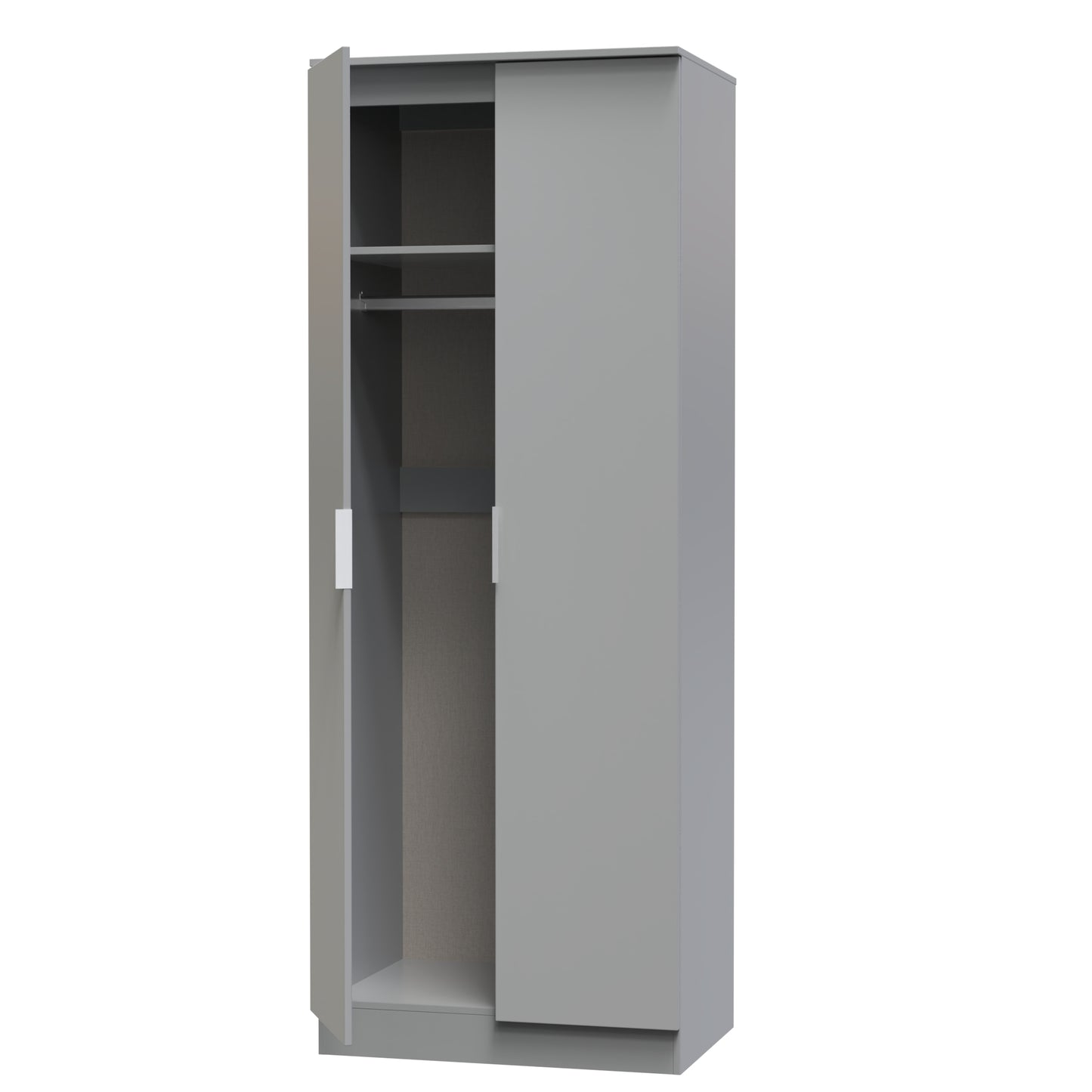 Plymouth Tall Wardrobe Grey 2 Doors 1 Shelf 74cm