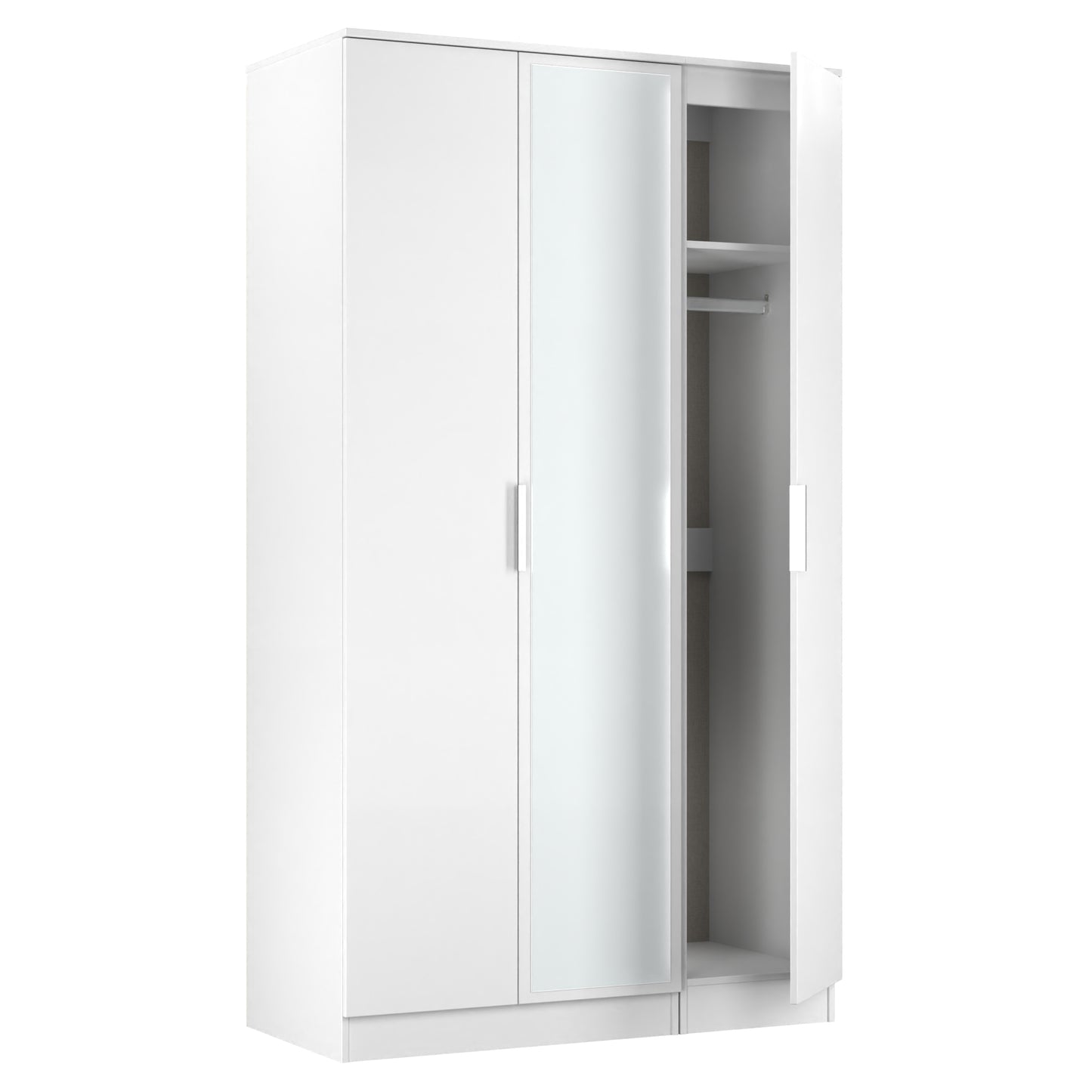 Plymouth Tall Mirror Wardrobe White 1 Shelf 111cm