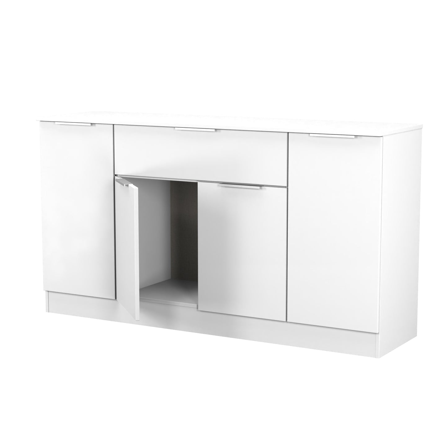 Plymouth Large Sideboard White 4 Doors 2 Shelves 1 Drawer 144cm