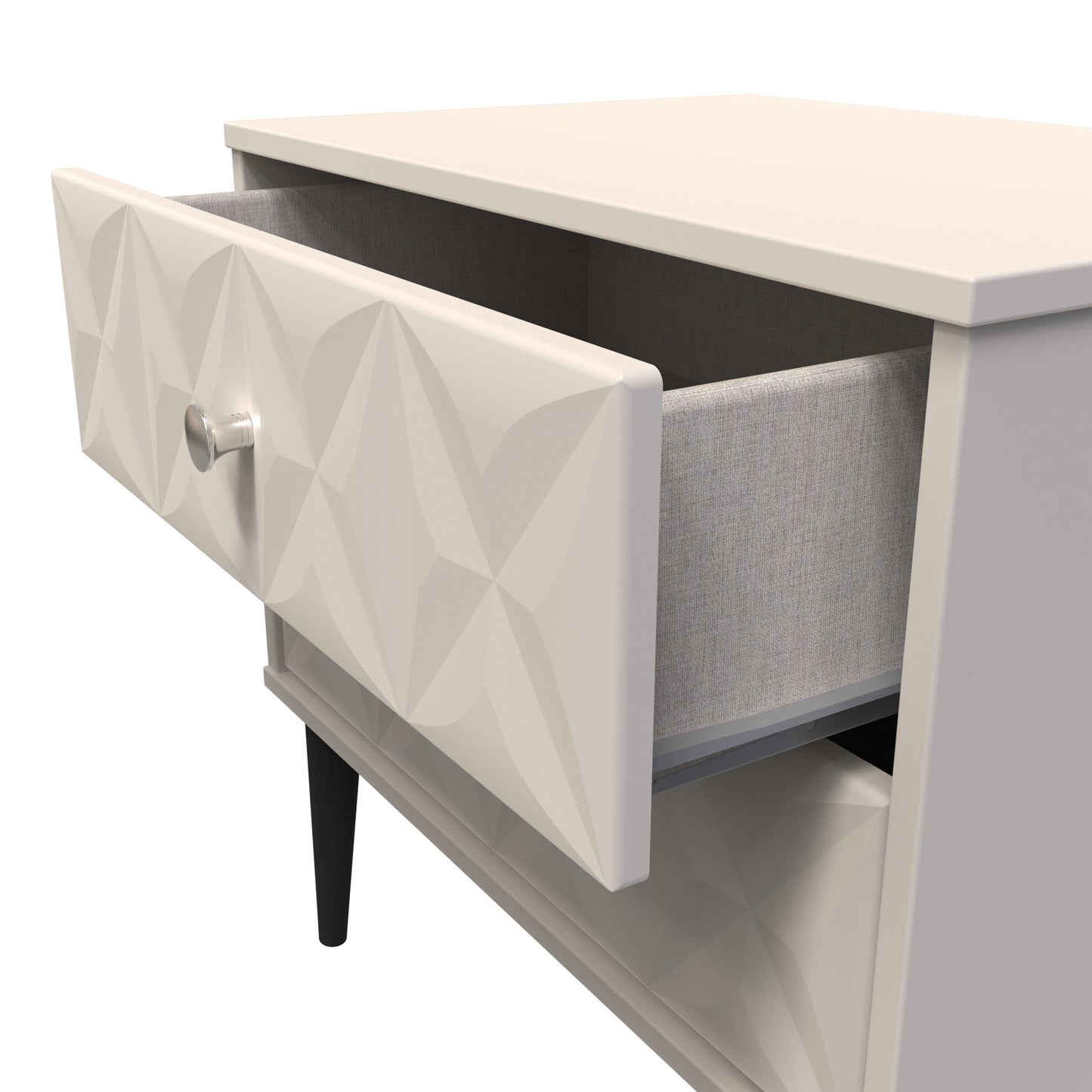 Pixel Side Table Off-white 2 Drawers 58cm