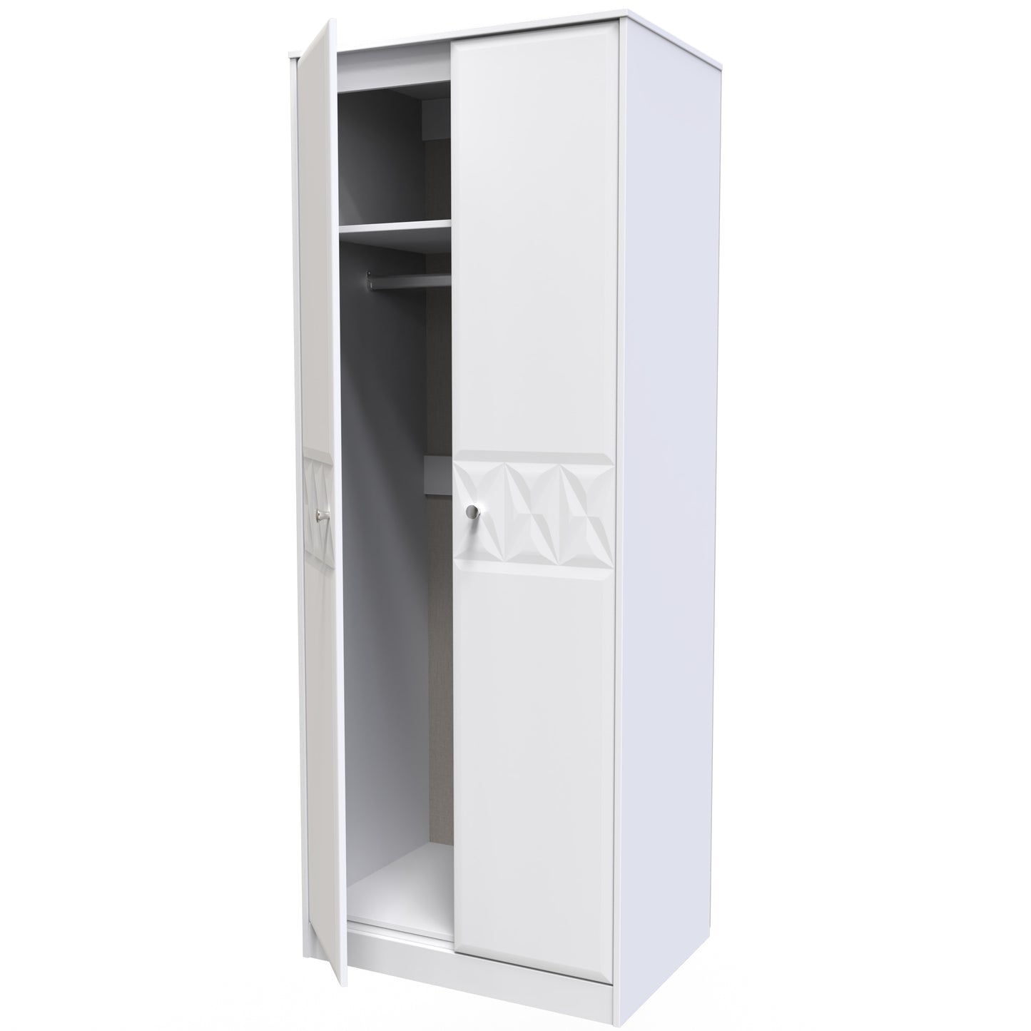 Pixel Tall Wardrobe White 2 Doors 1 Shelf 77cm