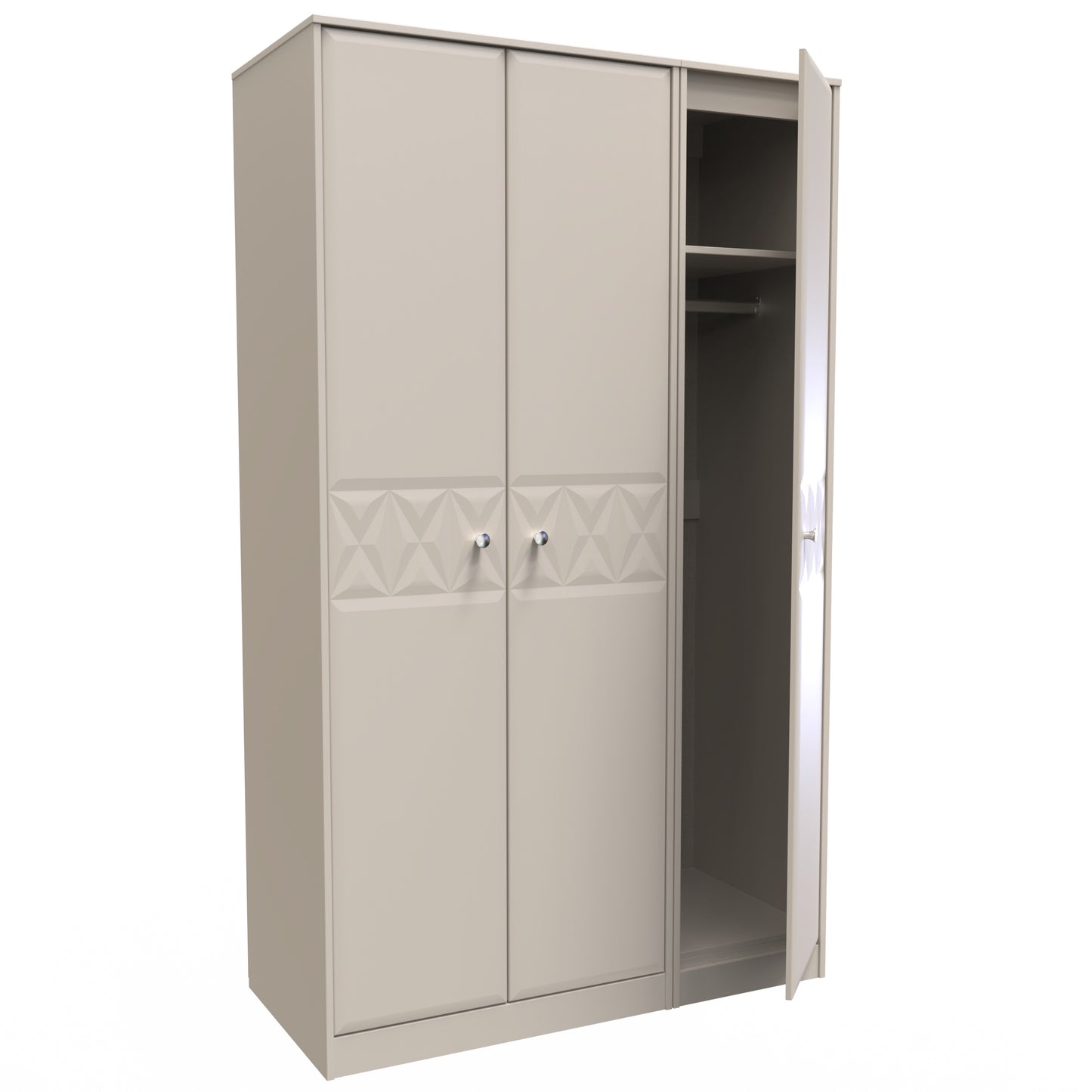 Pixel Tall Wardrobe Off-white 3 Doors 1 Shelf 116cm