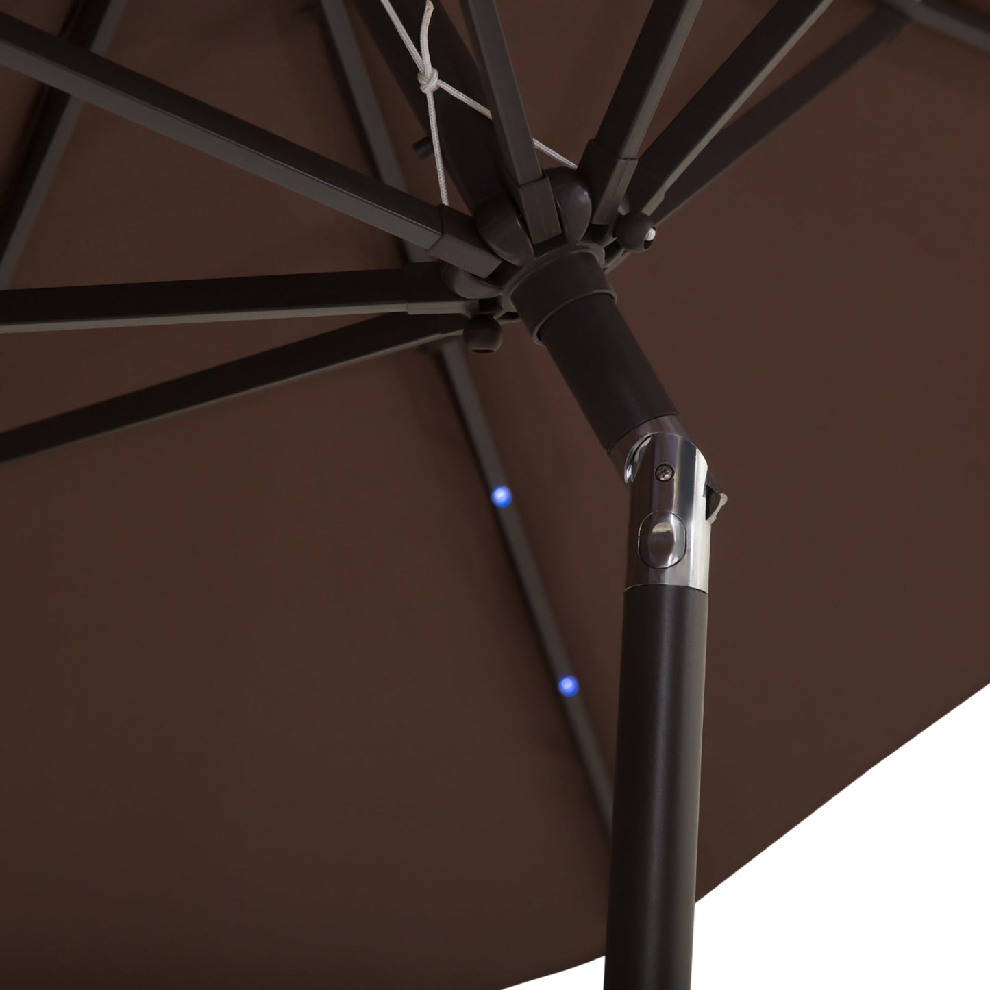 Umbrella Parasol 24 Solar LED-Brown/Coffee