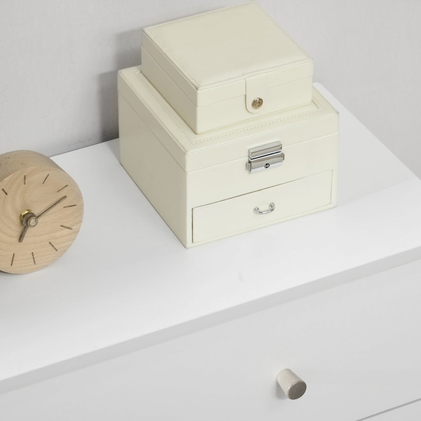 Homcom Chest Of Drawers 3-Drawer Storage Organiser Unit With Wood Legs For Bedroom Living Room White