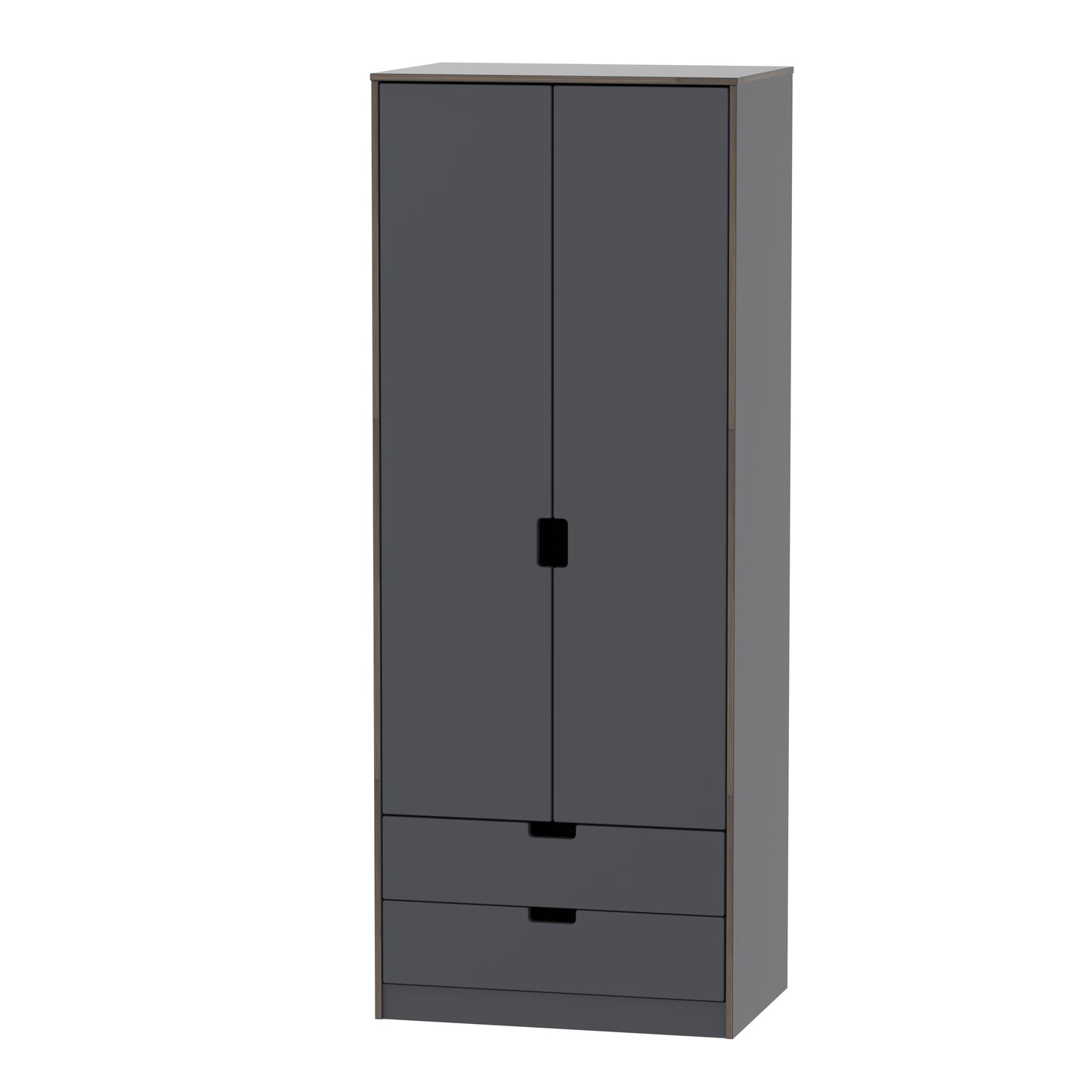 Shanghai B Tall Wardrobe Dark Grey 2 Drawers 77cm