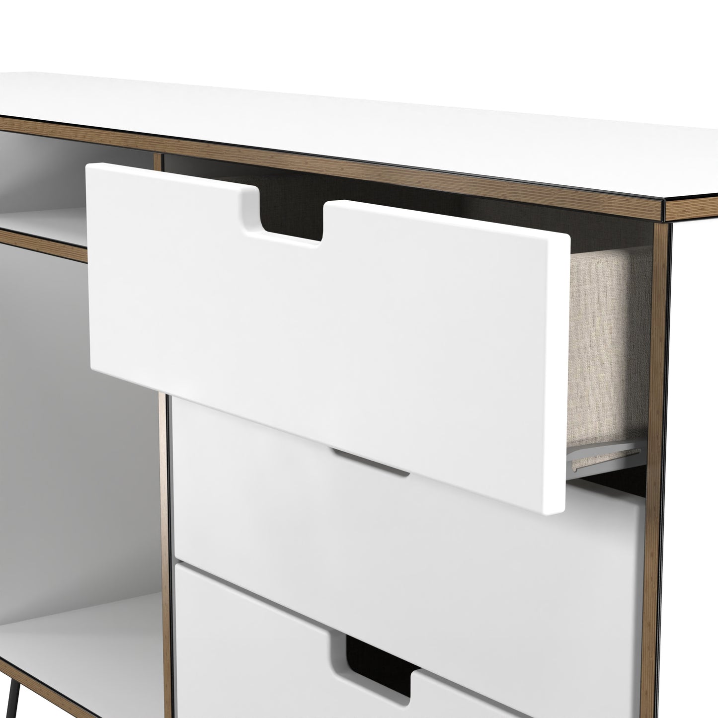 Shanghai C Large Sideboard White 2 Shelves 6 Drawers 152cm