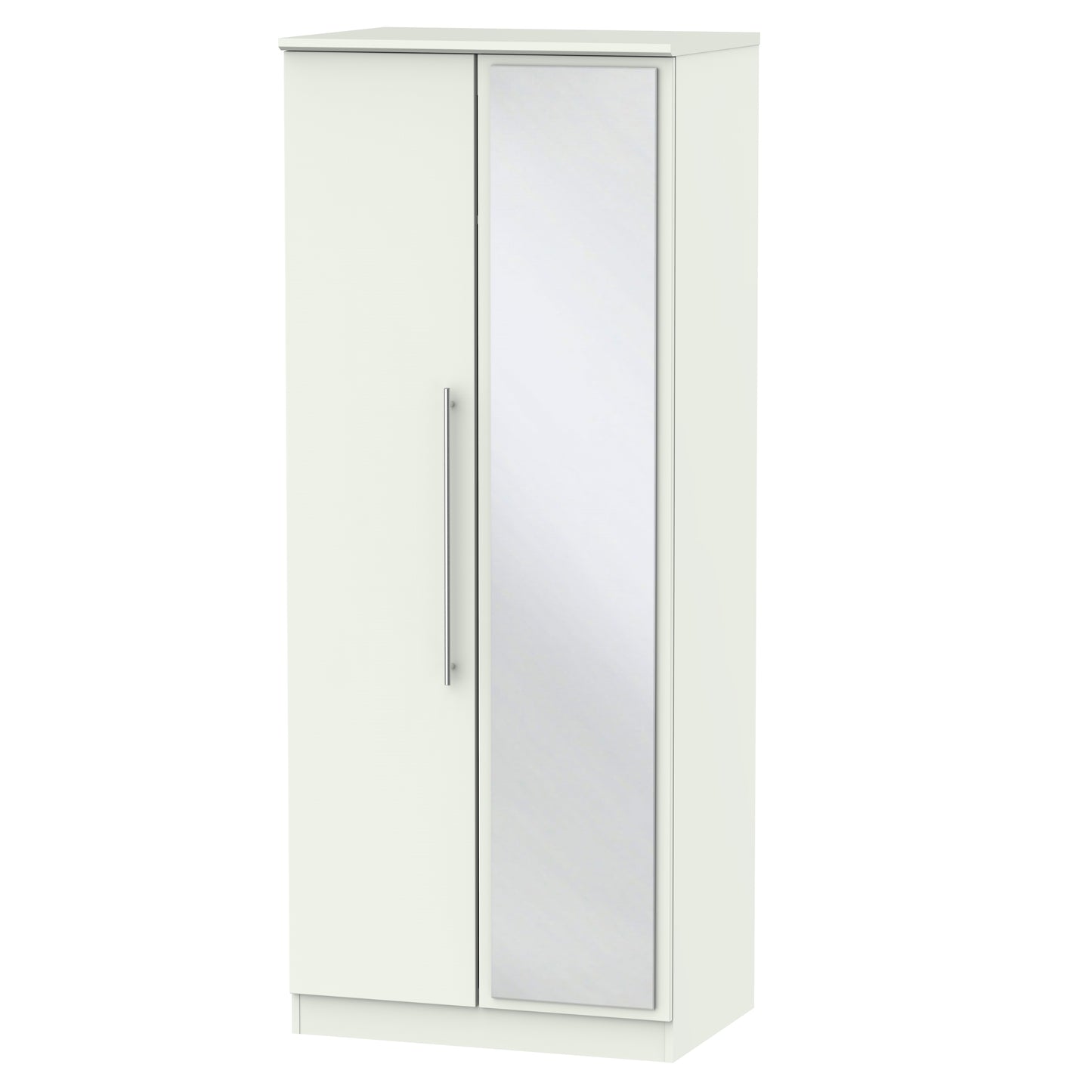 Sherwood Tall Mirror Wardrobe White 2 Doors 1 Shelf 74cm