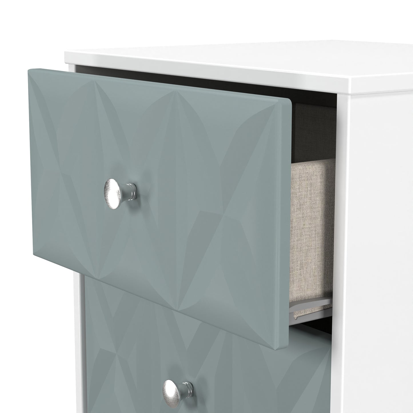 San Jose Bedside Table Teal & White 2 Drawers 45cm