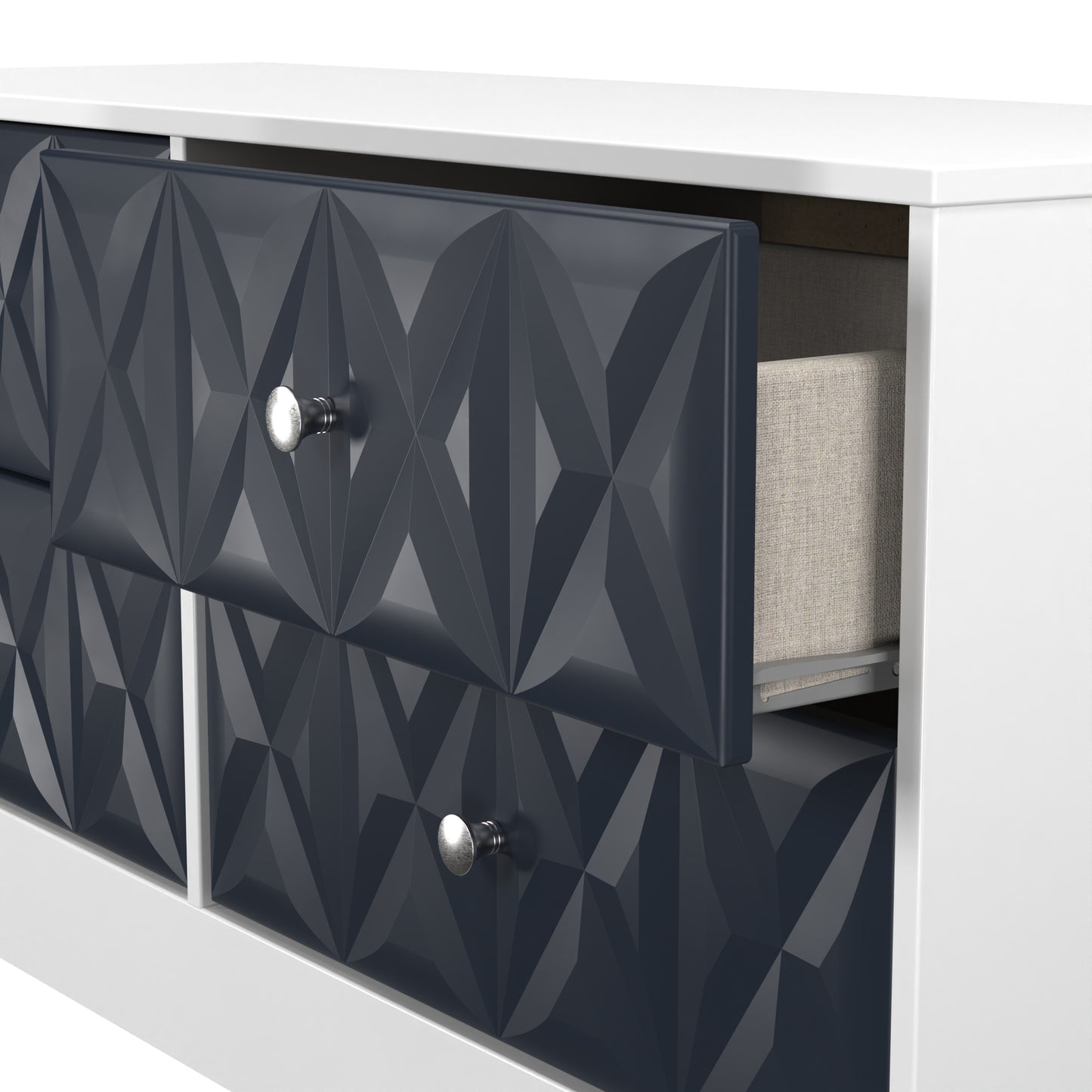 San Jose Large Chest of Drawers Dark Grey & White 4 Drawers 115cm