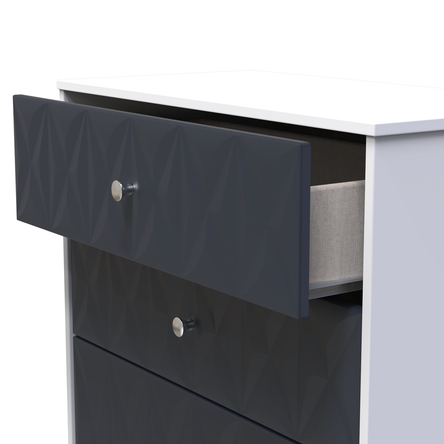 San Jose Chest of Drawers Dark Grey & White 3 Drawers 77cm