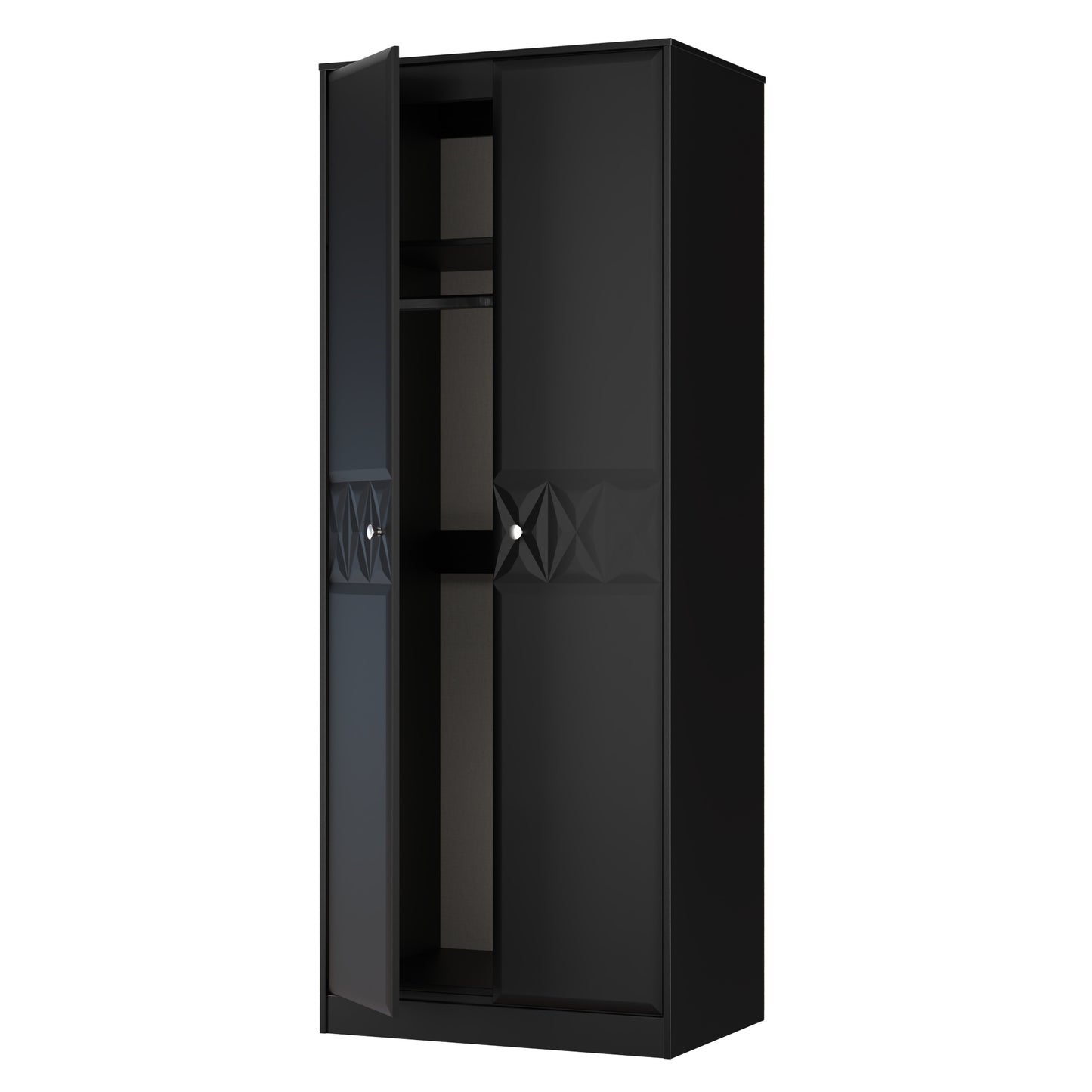 San Jose Tall Wardrobe Black 2 Doors 1 Shelf 77cm