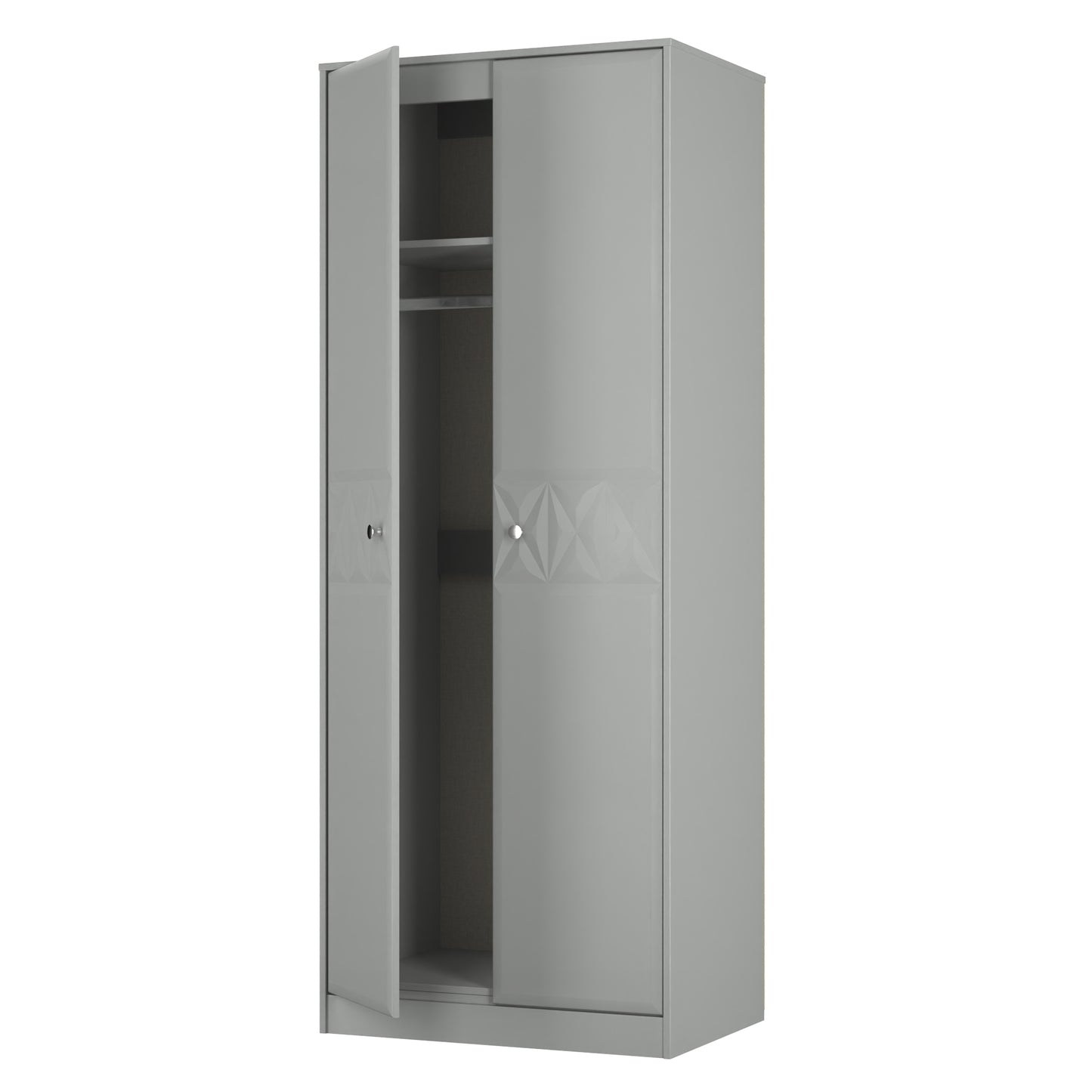 San Jose Tall Wardrobe Grey 2 Doors 1 Shelf 77cm