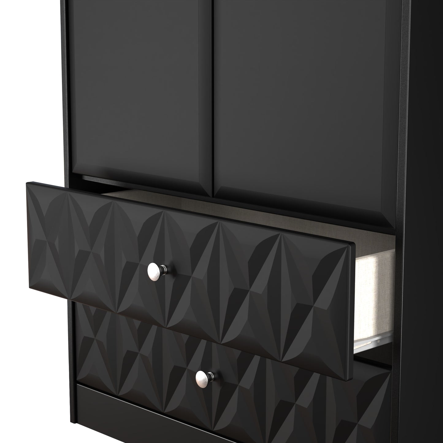 San Jose Tall Wardrobe Black 2 Doors 2 Drawers 77cm