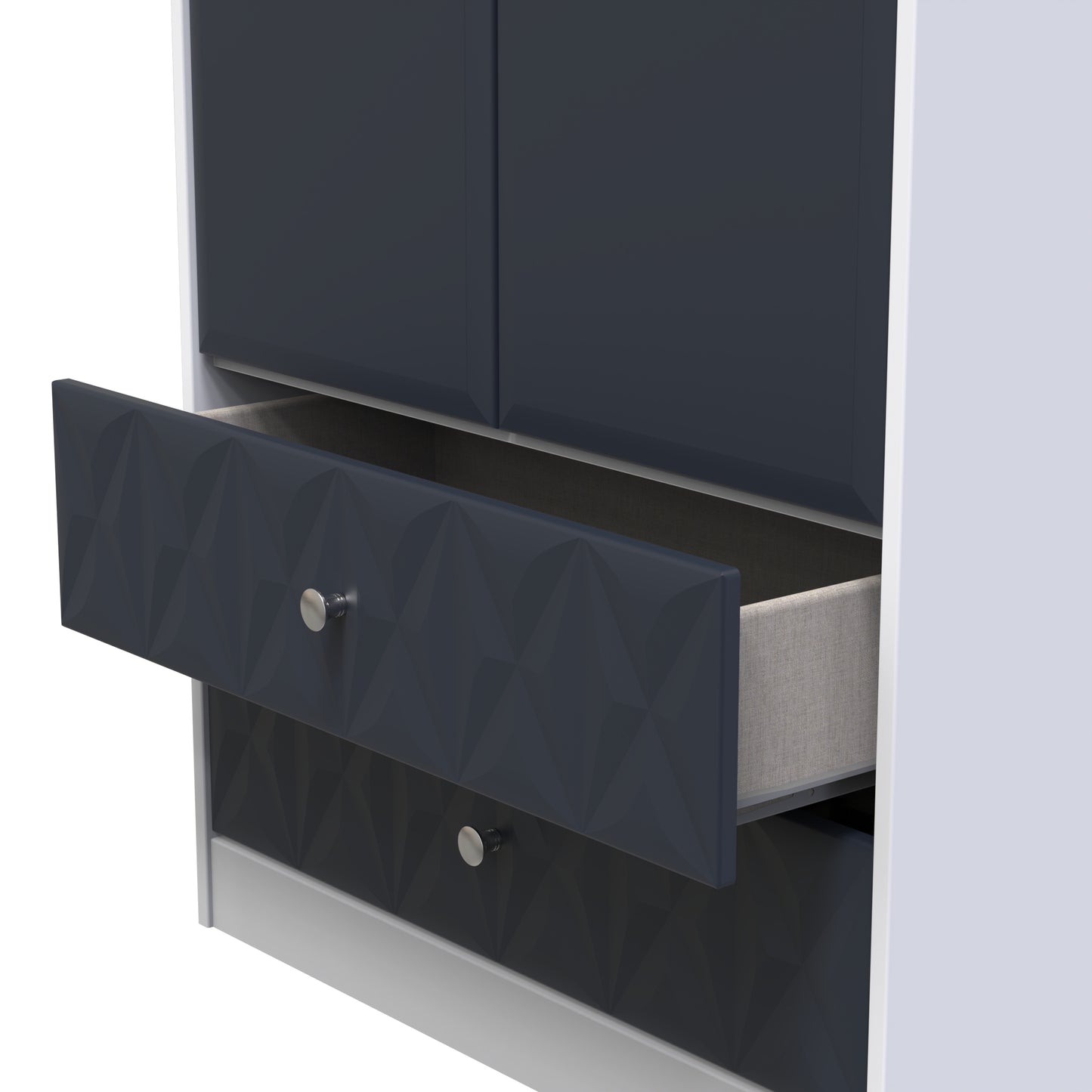 San Jose Tall Wardrobe Dark Grey & White 2 Doors 2 Drawers 77cm