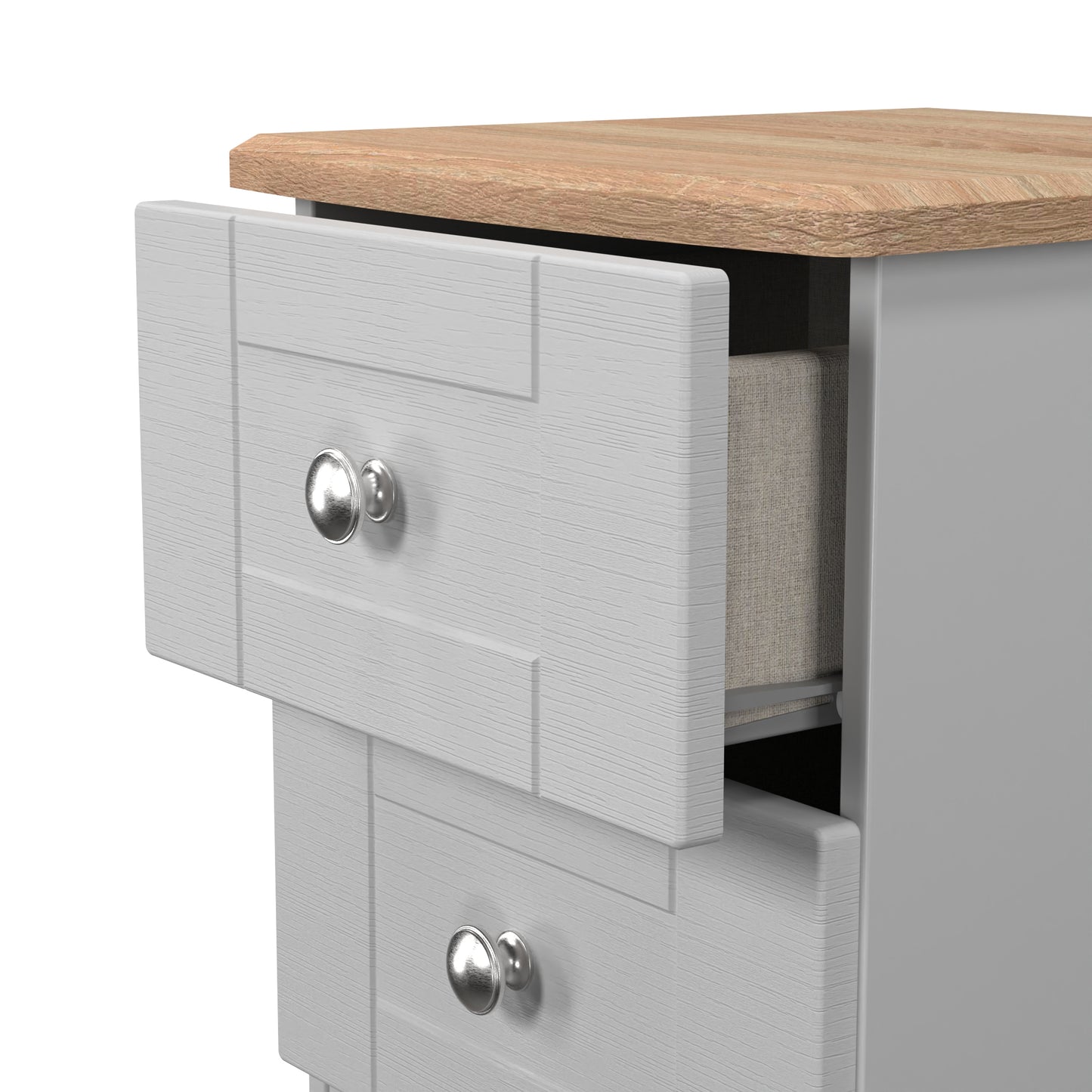 Sussex Bedside Table Grey & Light Oak 2 Drawers 40cm