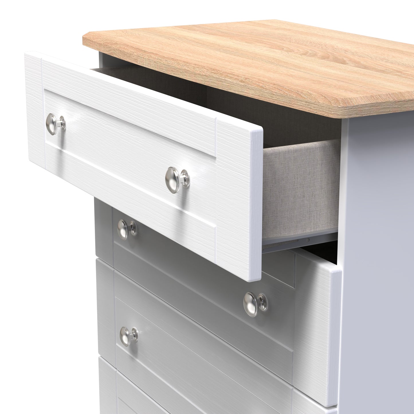 Sussex Chest of Drawers White & Light Oak 4 Drawers 77cm