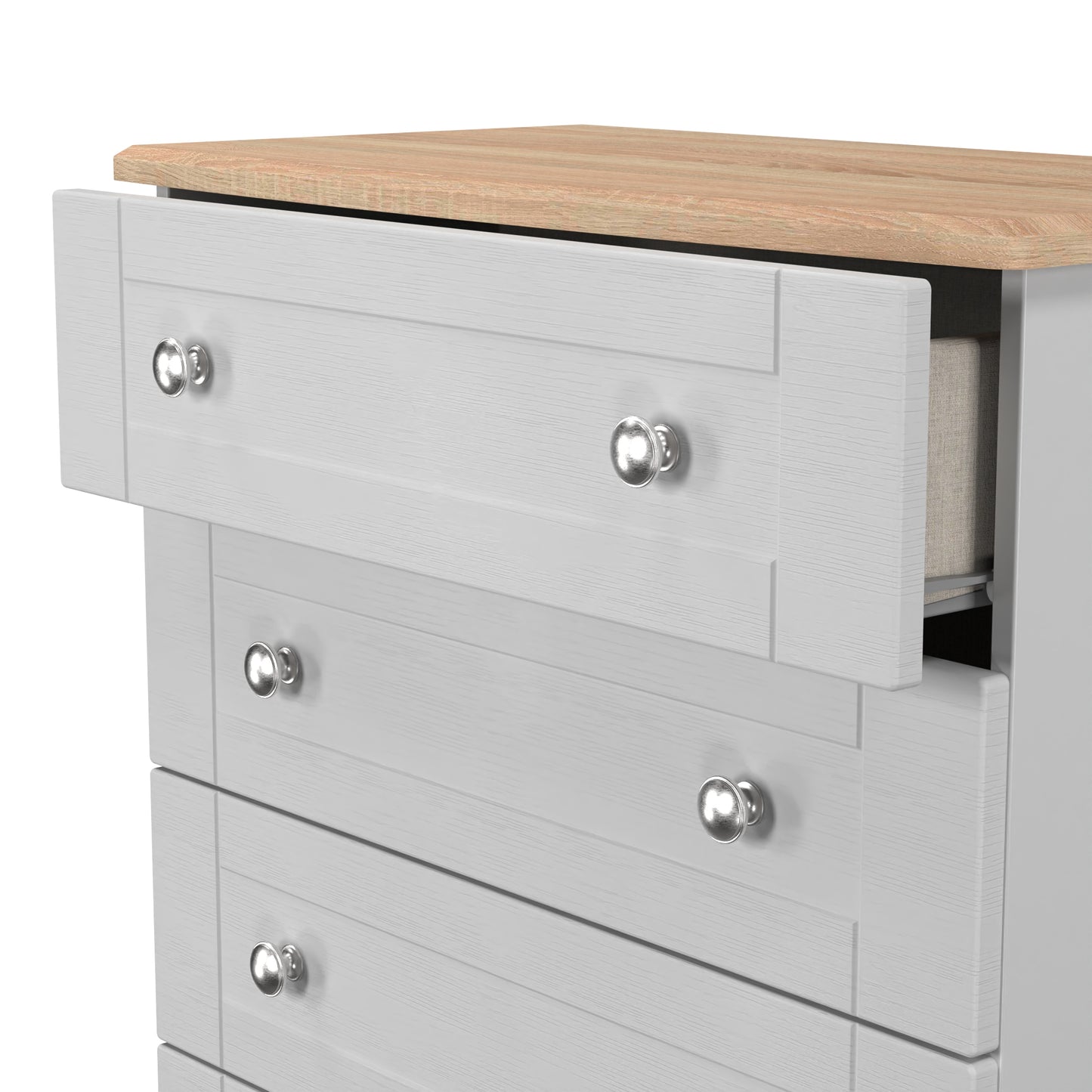 Sussex Tall Chest of Drawers Grey & Light Oak 5 Drawers 77cm