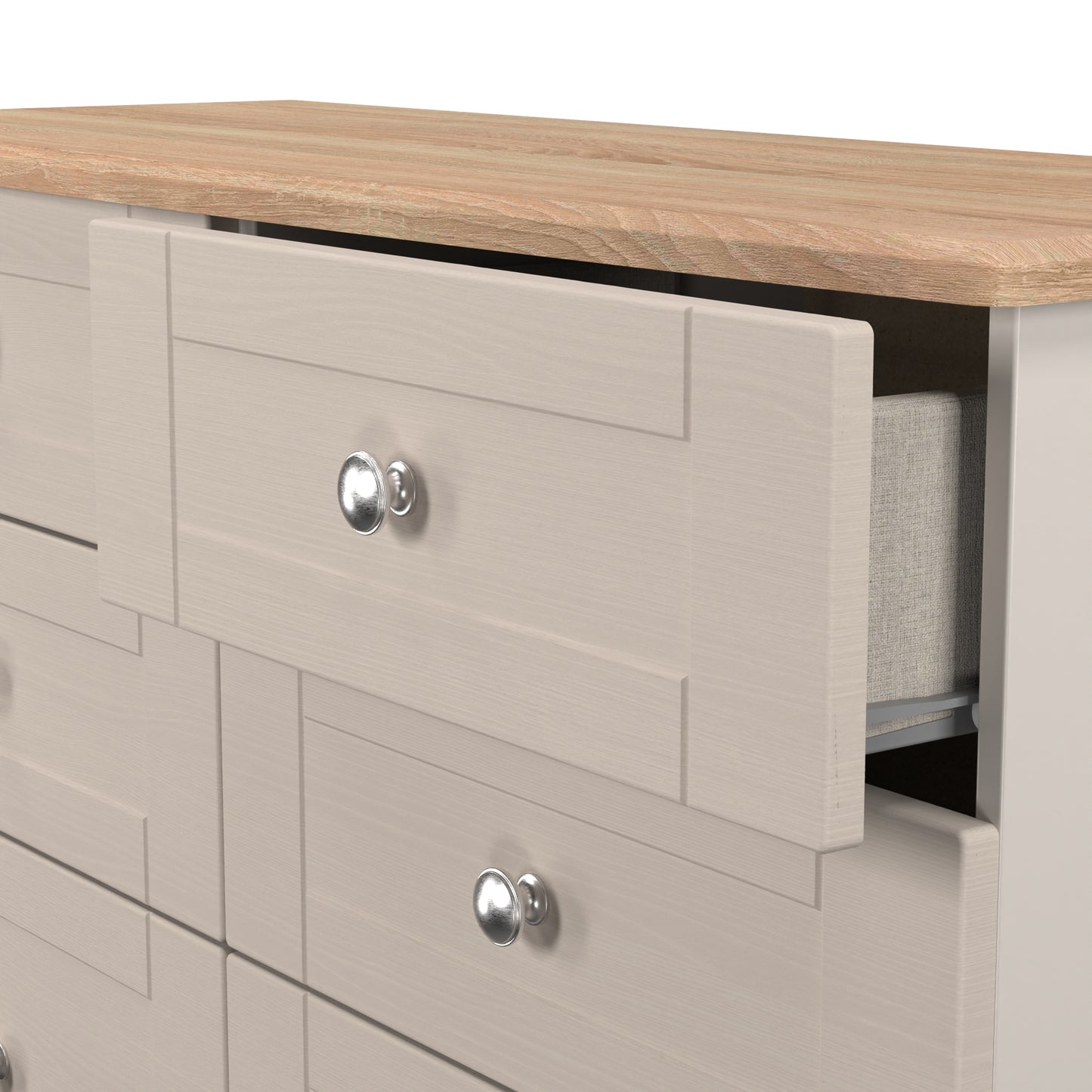Sussex Large Chest of Drawers Off-white & Light Oak 6 Drawers 112cm