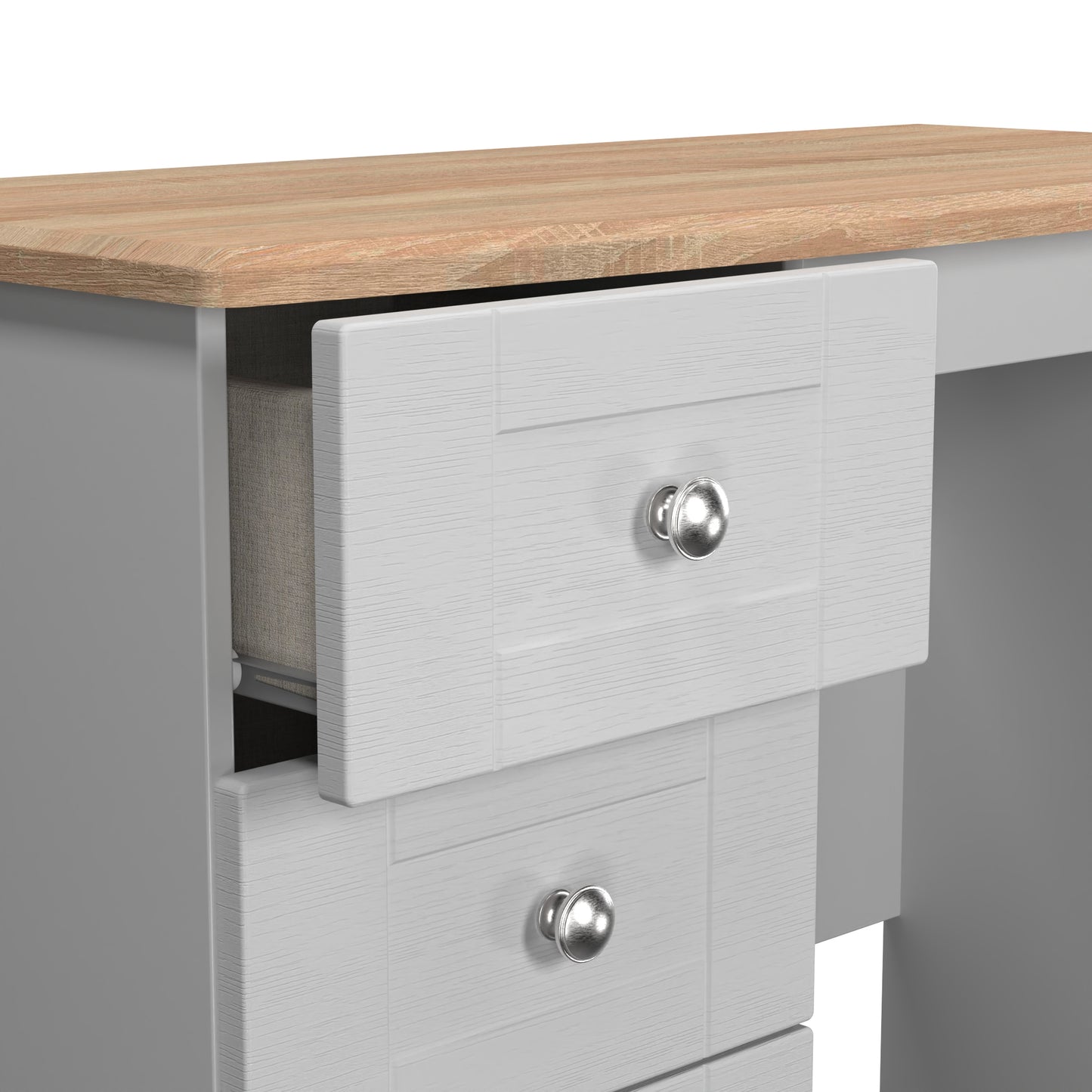 Sussex Desk Grey & Light Oak 3 Drawers 93cm