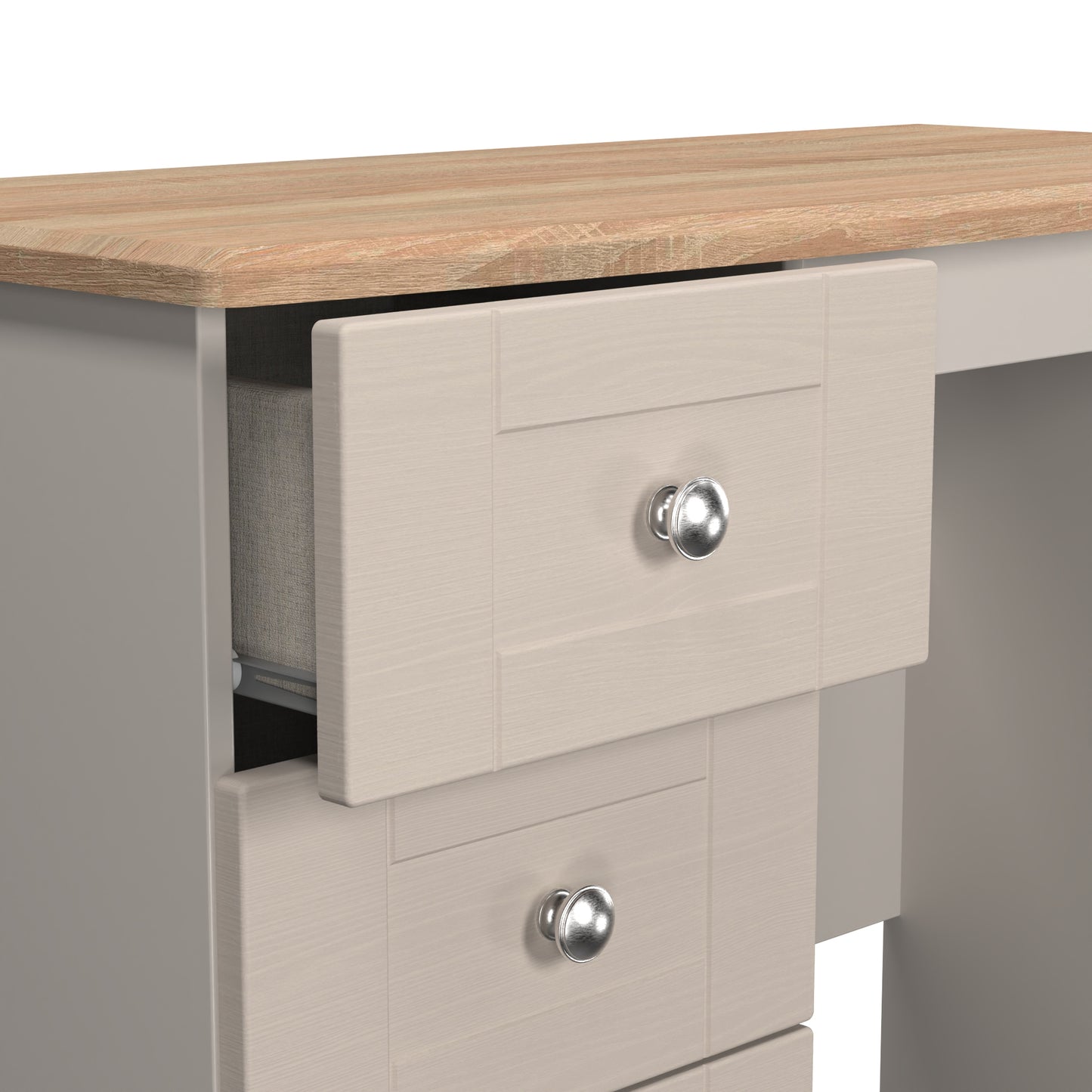 Sussex Desk Off-white & Light Oak 3 Drawers 93cm