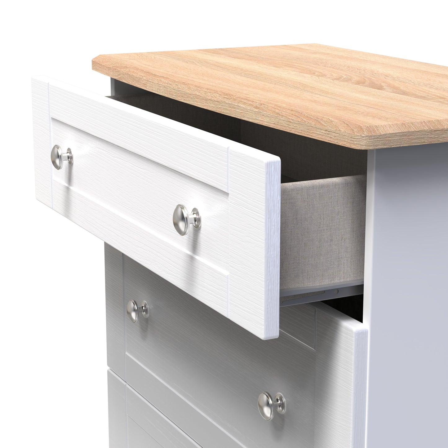 Sussex Chest of Drawers White & Light Oak 3 Drawers 42cm