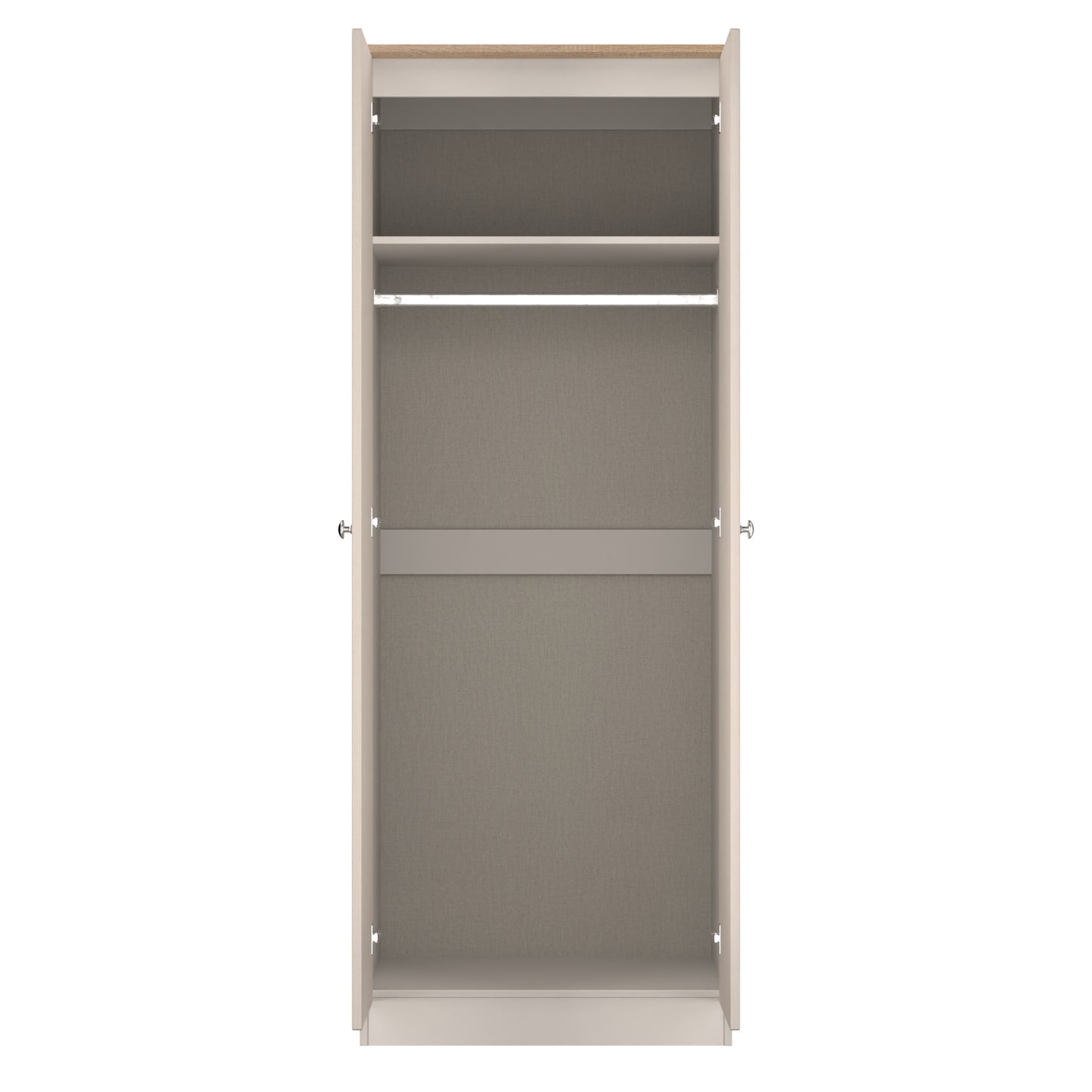 Sussex Tall Wardrobe Off-white & Light Oak 1 Shelf 74cm
