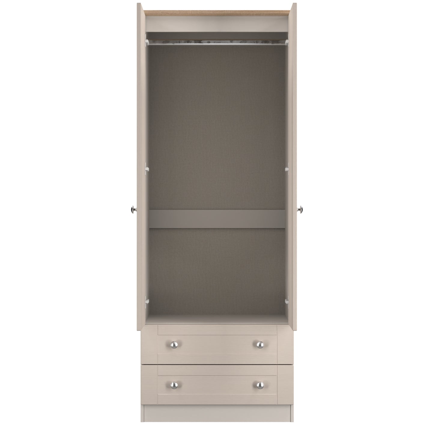 Sussex Tall Wardrobe Off-white & Light Oak 2 Drawers 74cm