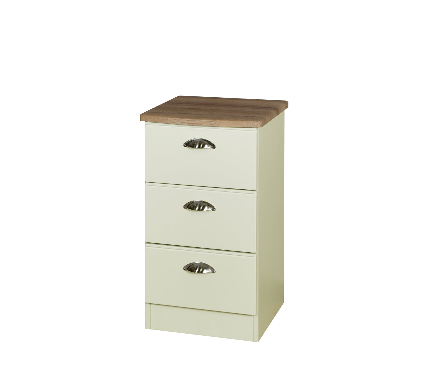 Victoria Bedside Table Cream & Light Oak 3 Drawers 40cm