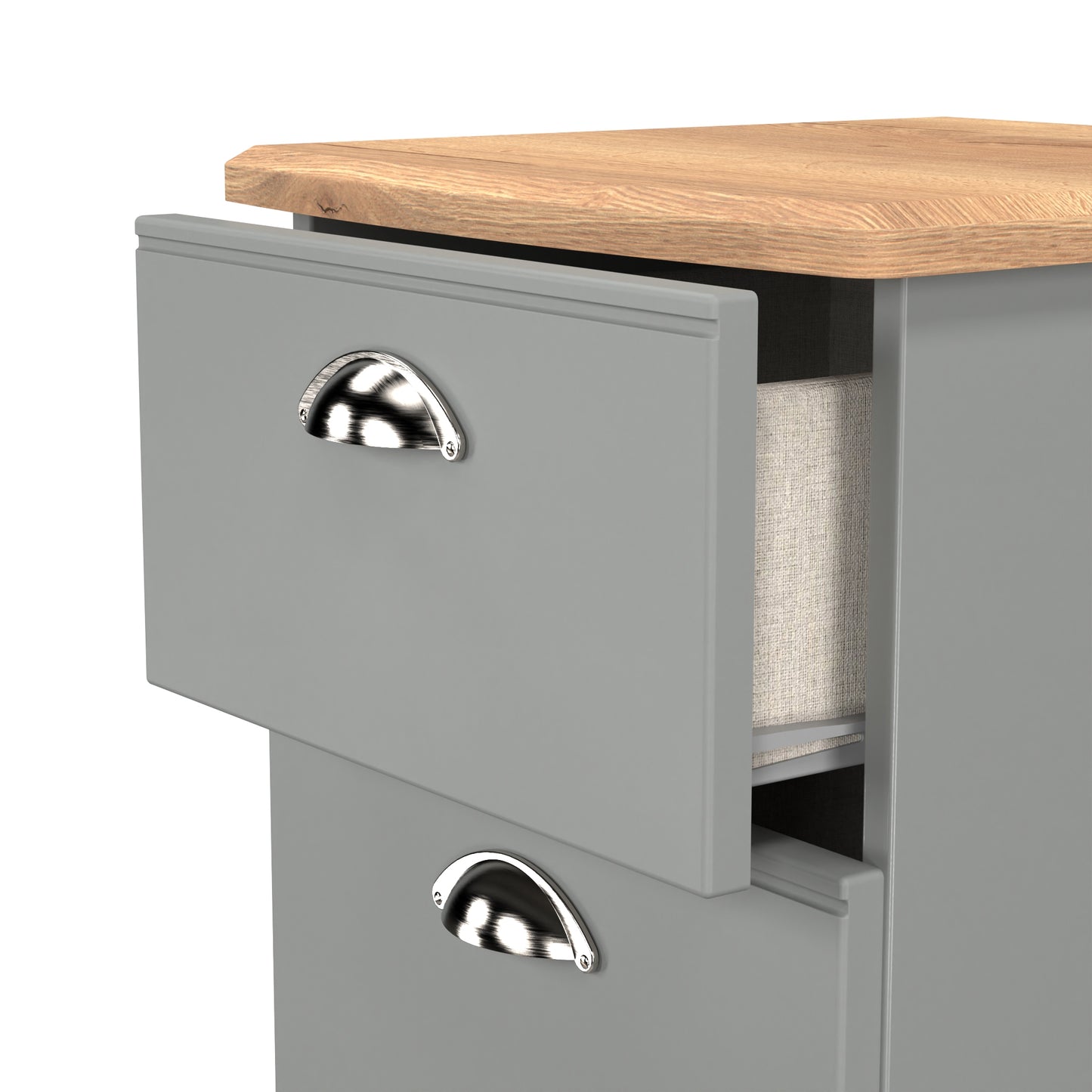 Victoria Bedside Table Grey & Light Oak 3 Drawers 40cm