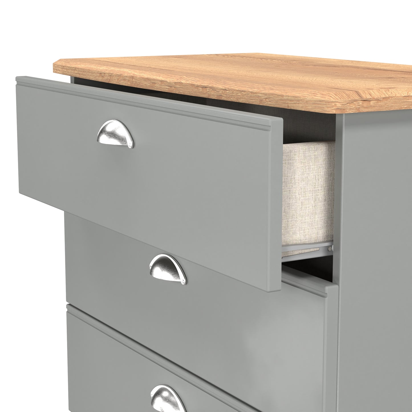 Victoria Chest of Drawers Grey & Light Oak 4 Drawers 77cm