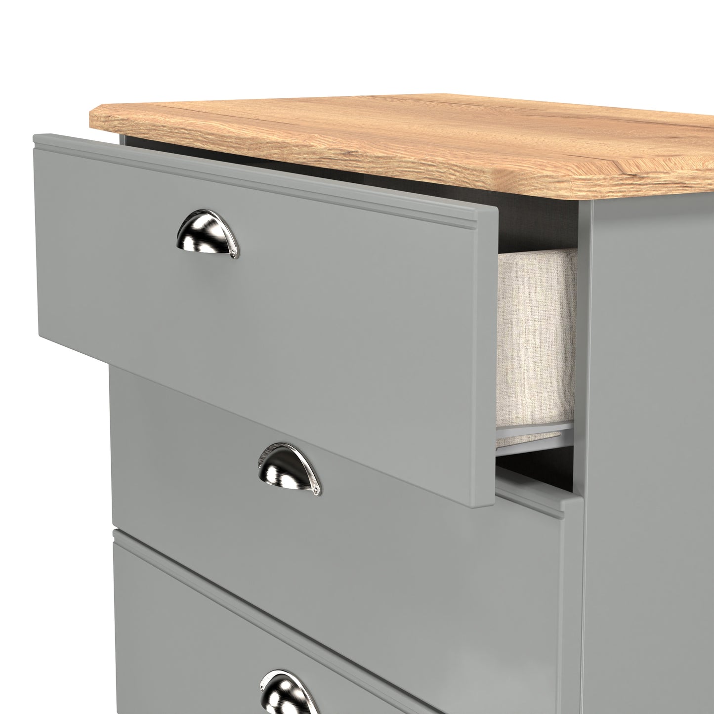 Victoria Tall Chest of Drawers Grey & Light Oak 5 Drawers 77cm