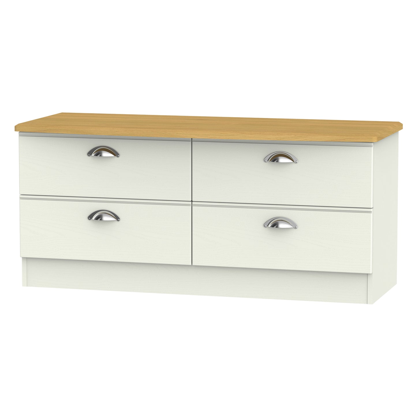 Victoria Large Chest of Drawers Cream & Light Oak 4 Drawers 112cm