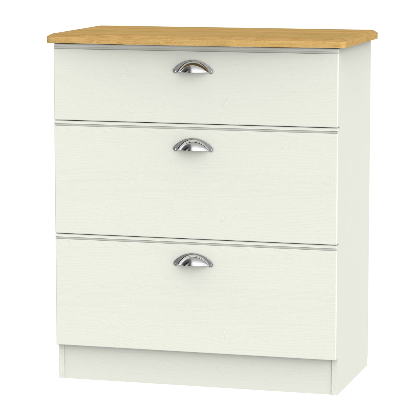 Victoria Chest of Drawers Cream & Light Oak 3 Drawers 42cm