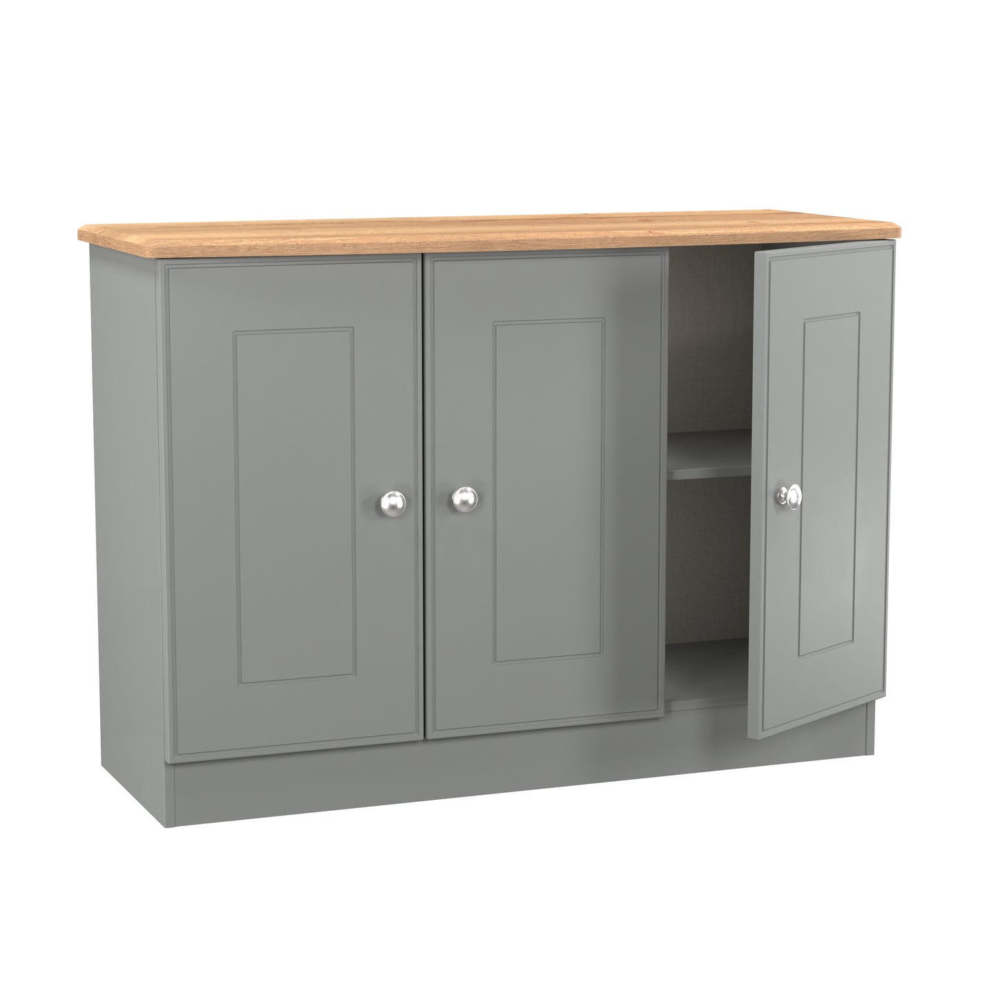 Victoria Large Sideboard Grey & Light Oak 3 Doors 112cm