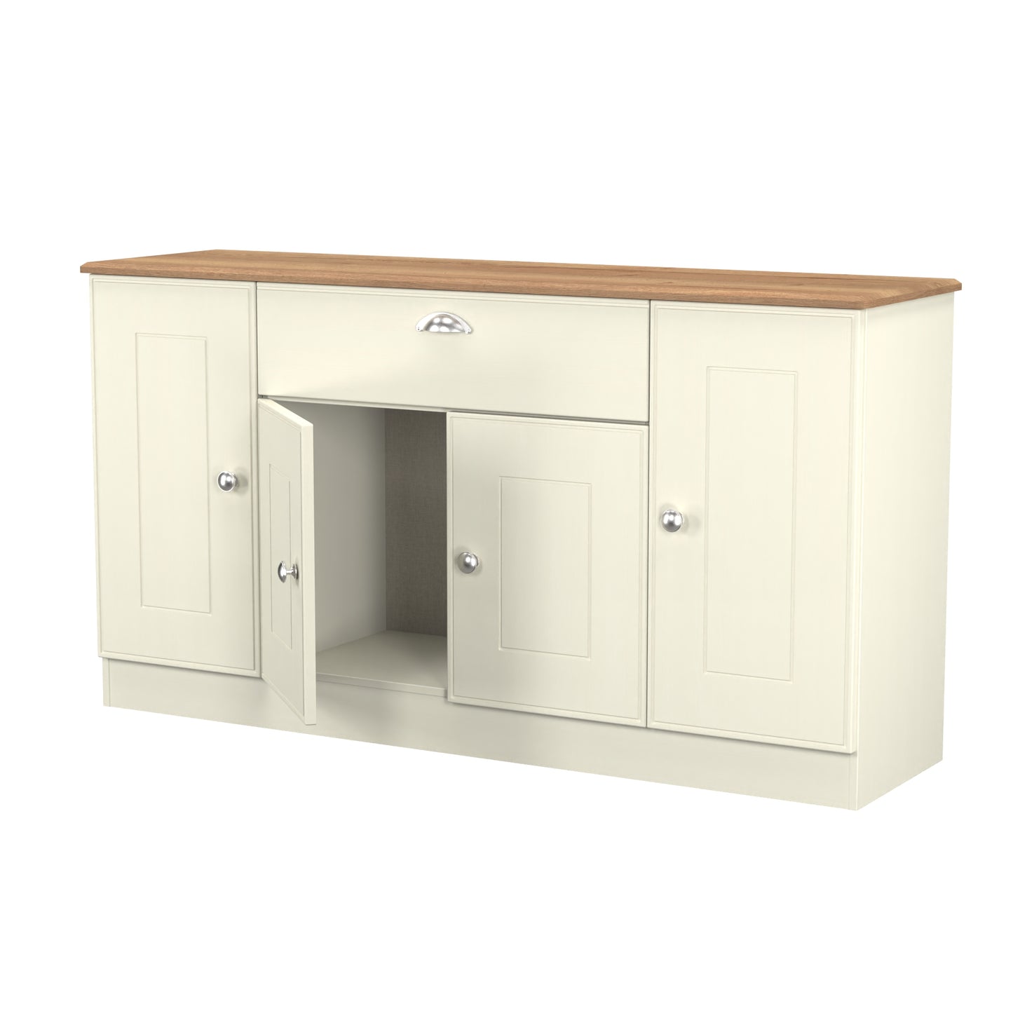 Victoria Large Sideboard Cream & Light Oak 4 Doors 1 Drawer 146cm
