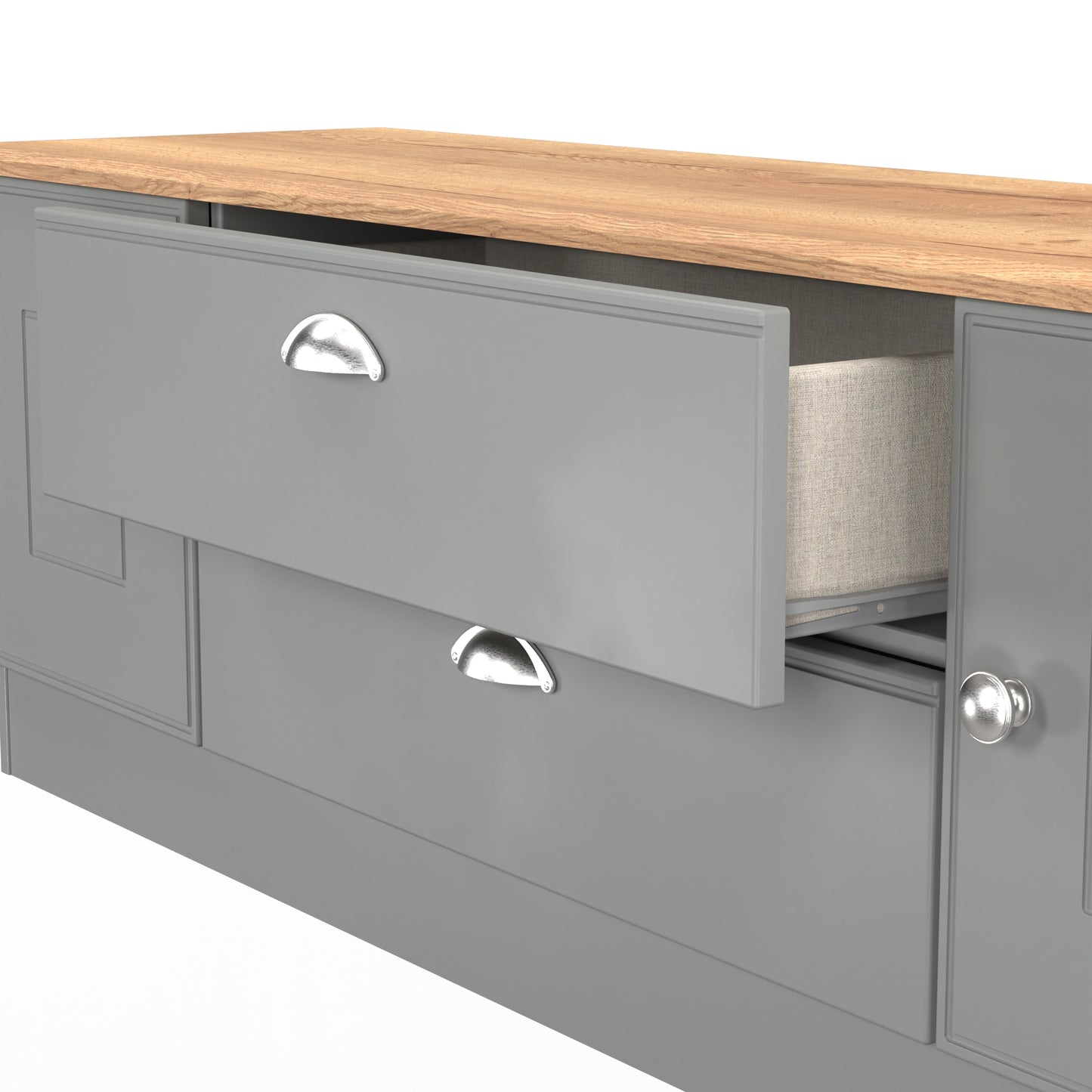 Victoria TV Unit Grey & Light Oak 2 Drawers 2 Doors 146cm