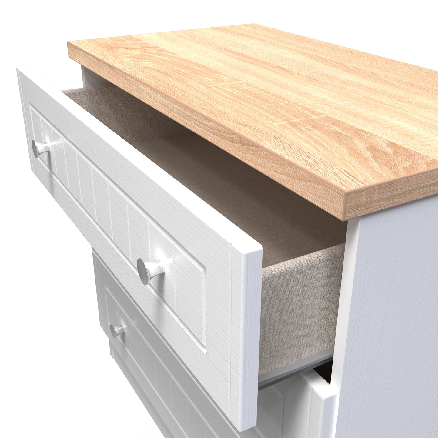 Vienna Chest of Drawers White & Light Oak 3 Drawers 74cm
