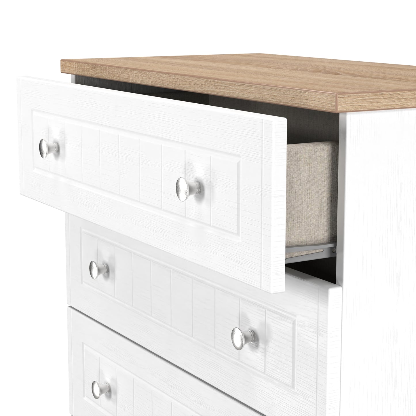Vienna Chest of Drawers White & Light Oak 4 Drawers 74cm