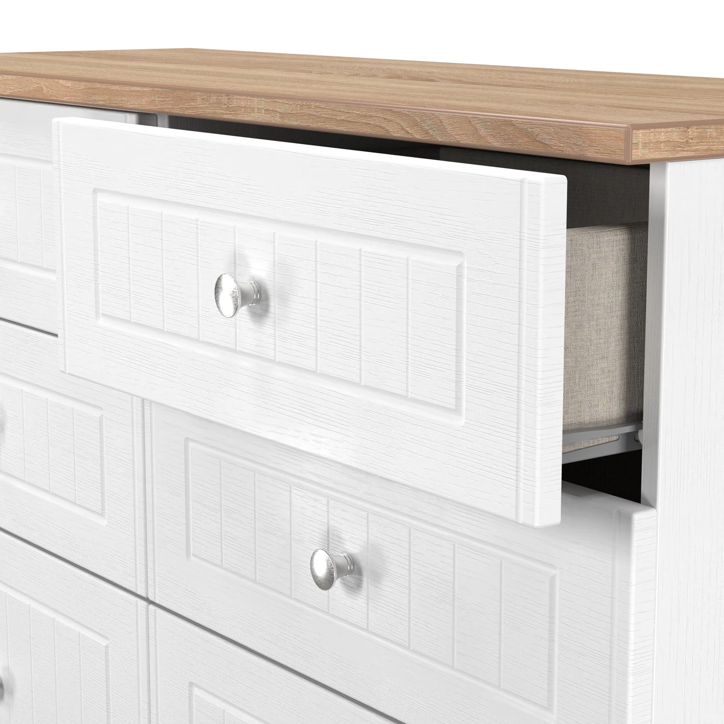 Vienna Large Chest of Drawers White & Light Oak 6 Drawers 110cm