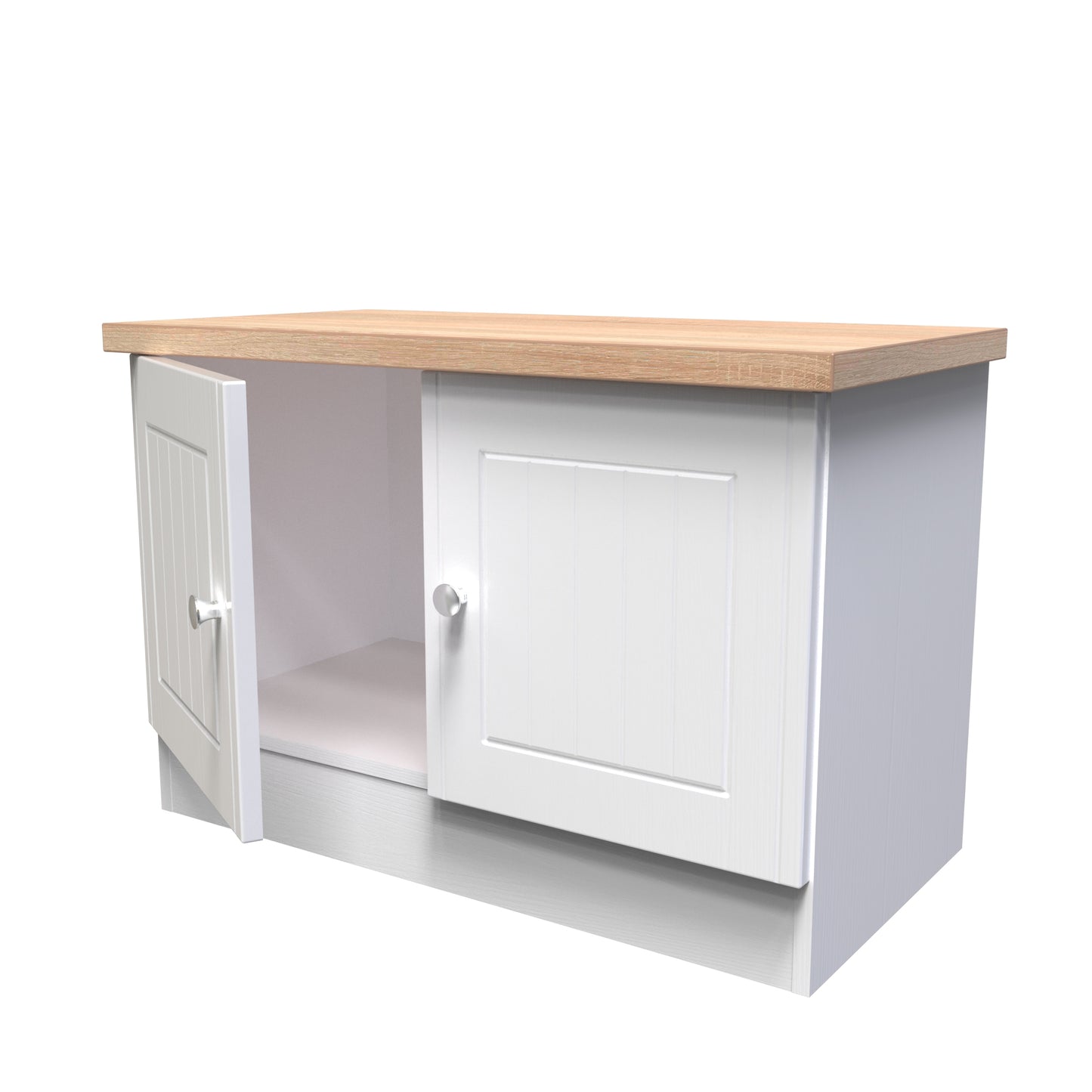 Vienna TV Unit White & Light Oak 2 Doors 74cm