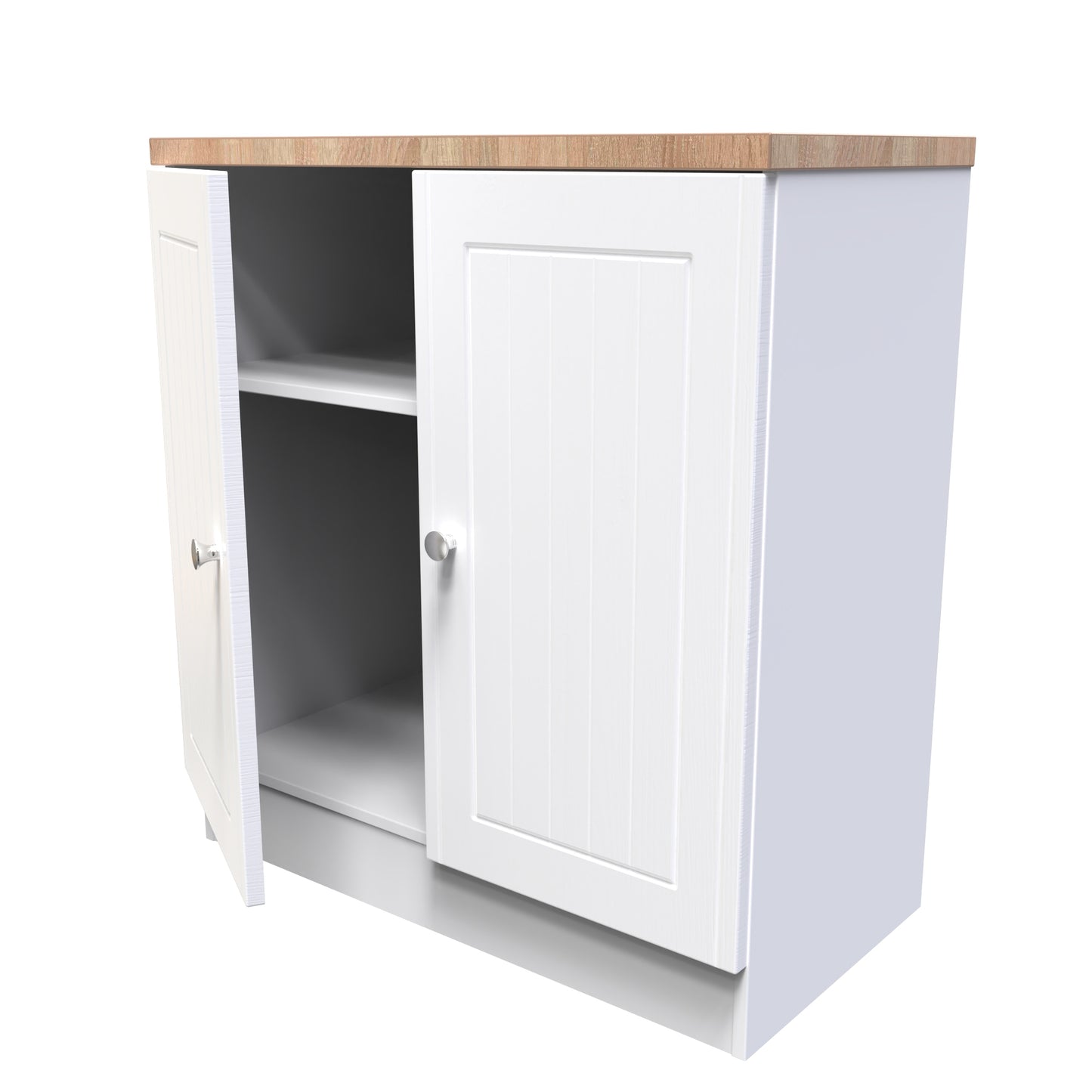 Vienna Cabinet White & Light Oak 2 Doors 1 Shelf 74cm