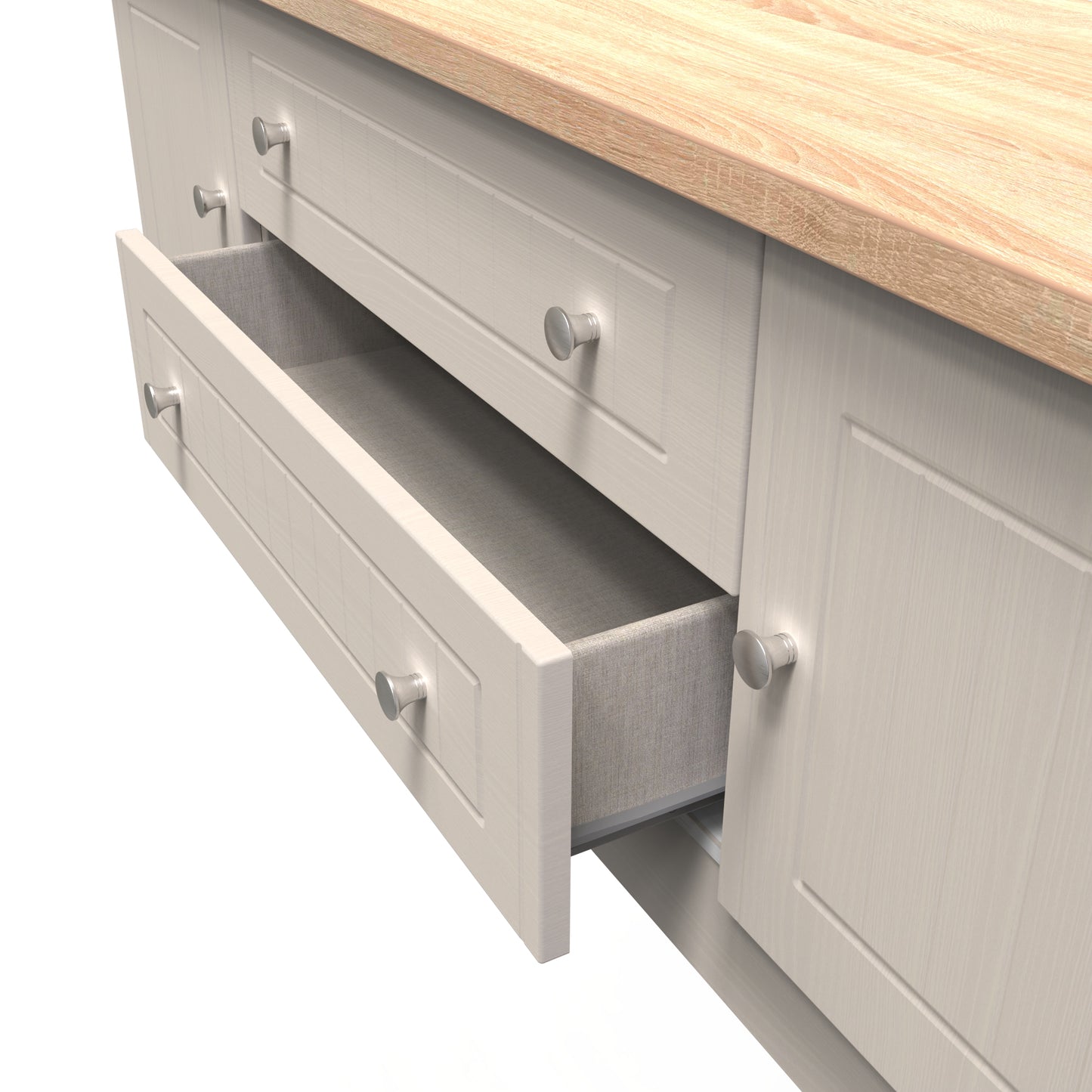 Vienna TV Unit Off-white & Light Oak 2 Drawers 2 Doors 144cm